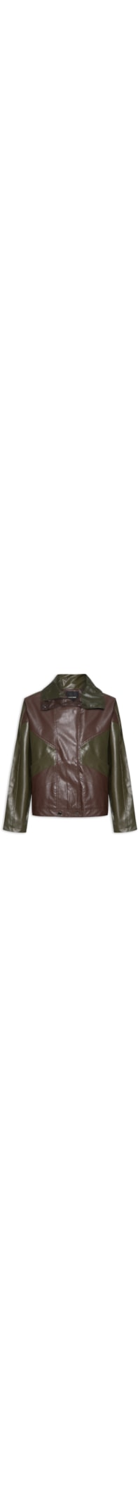 Jaqueta Feminina Like Leather Over Com Recortes - Verde