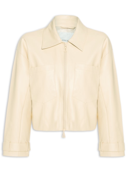 Jaqueta Feminina Like Leather Passante No Punho – Bege