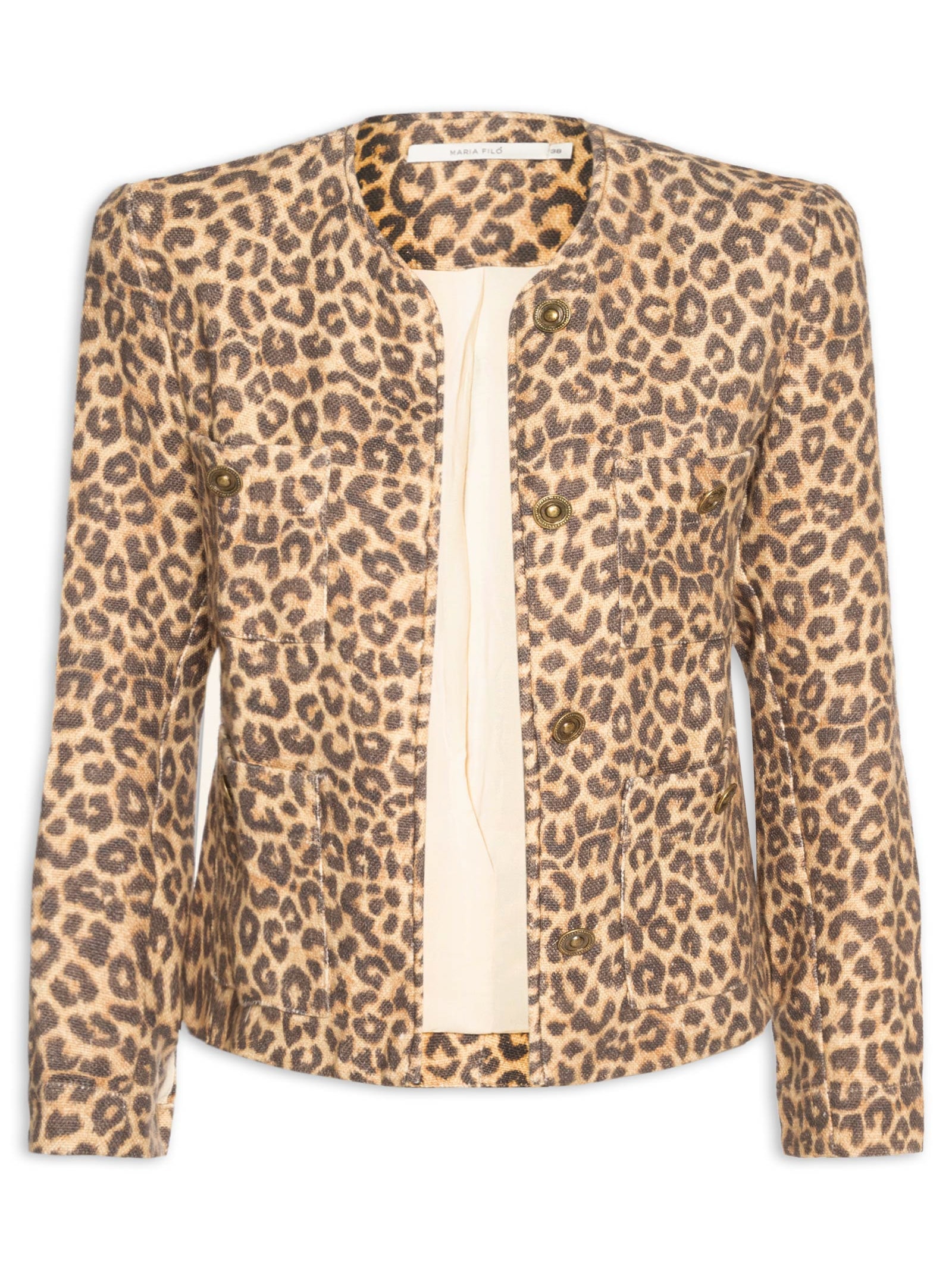Jaqueta Feminina Linho Estampa Onça Animal Print Maria Filó