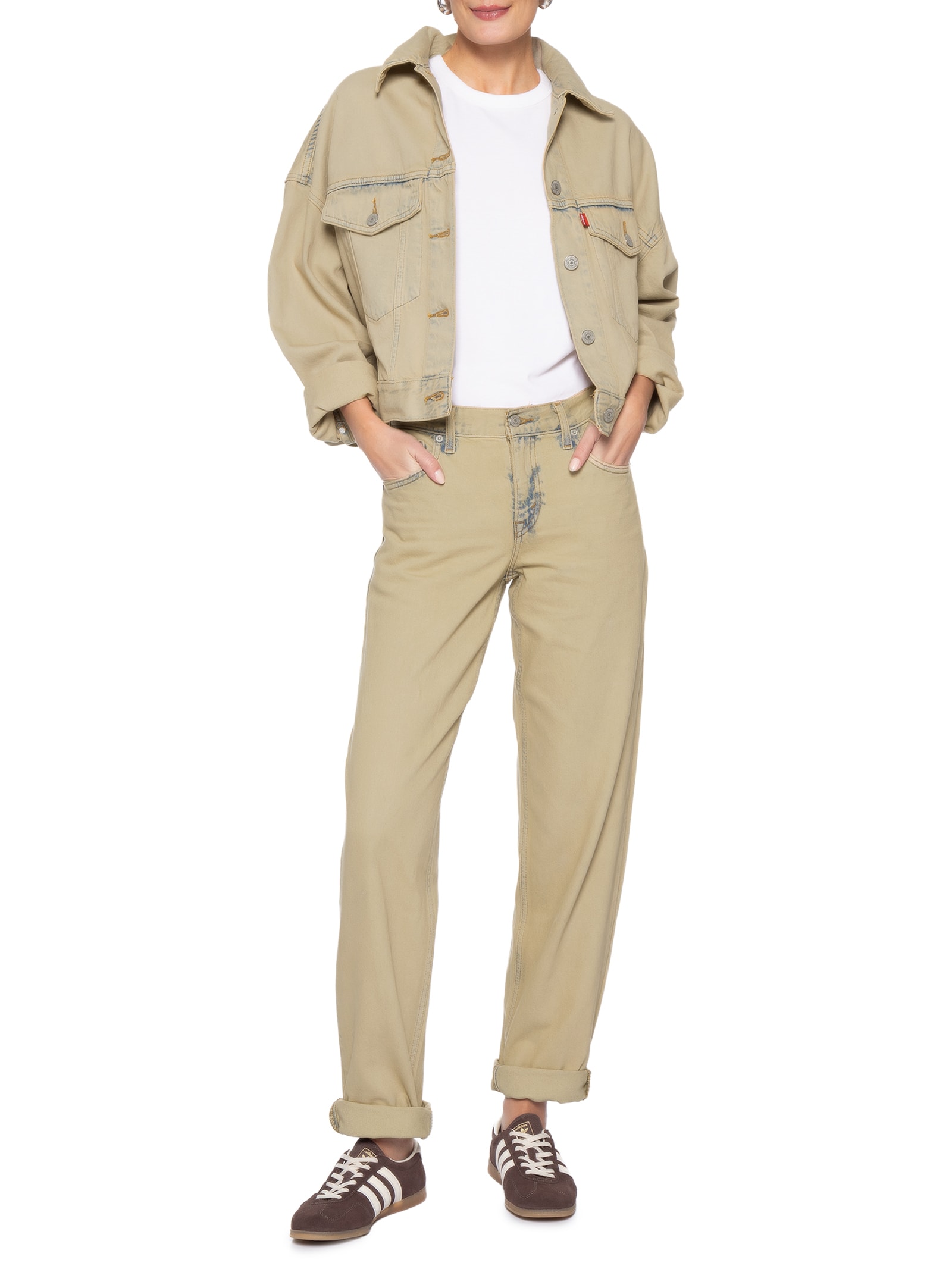 Jaqueta Feminina Loose Crop Trucker Bege Levi's