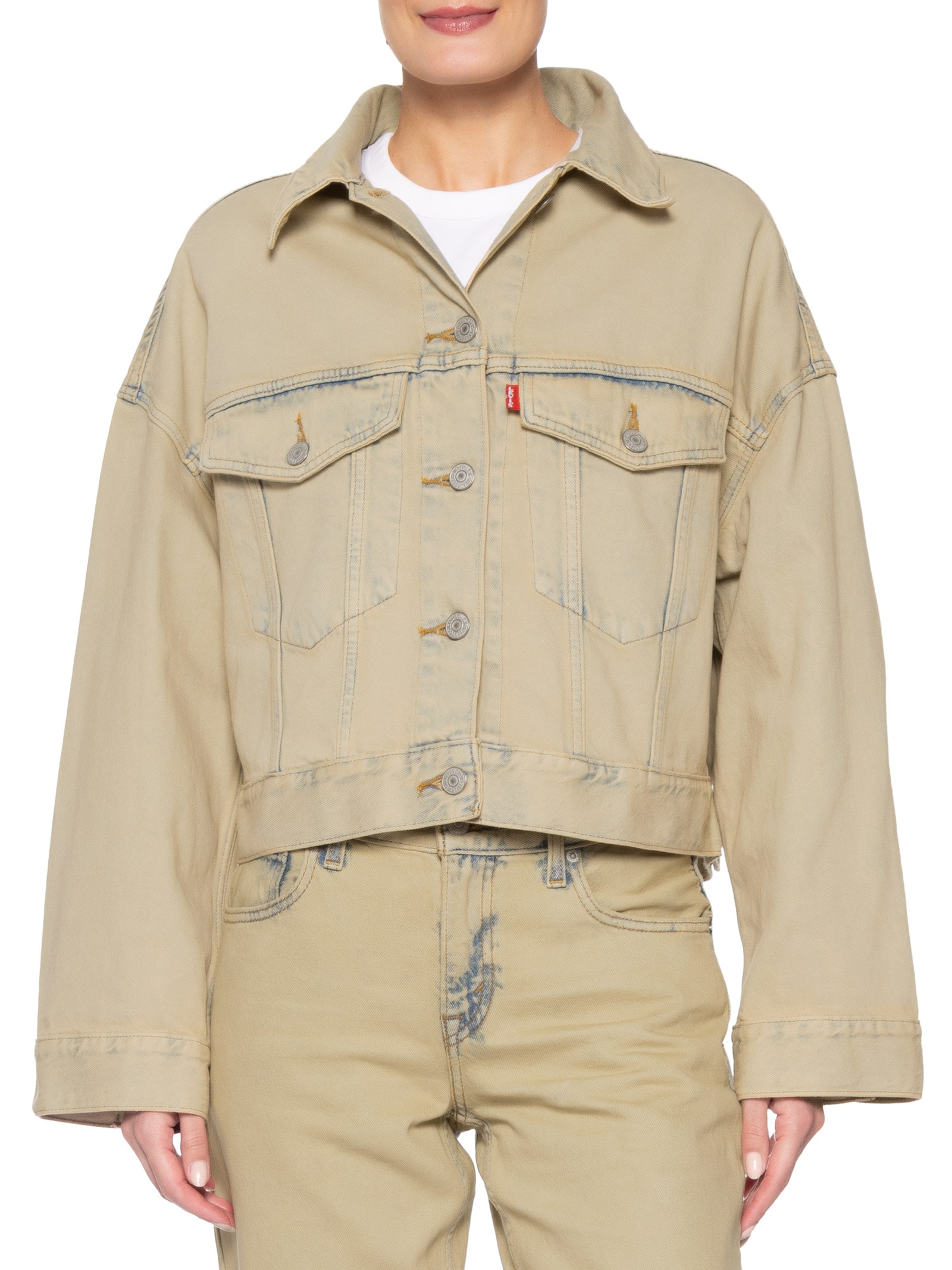 Jaqueta Feminina Loose Crop Trucker Bege Levi's