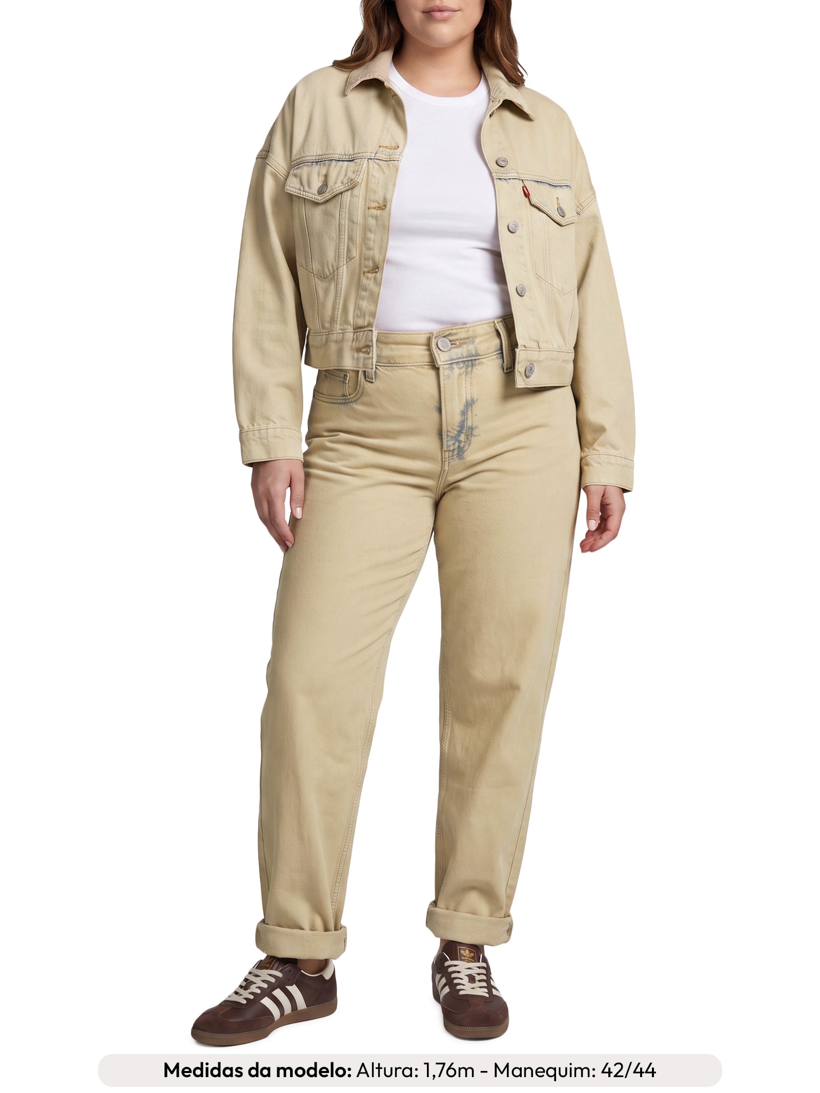 Jaqueta Feminina Loose Crop Trucker Bege Levi's