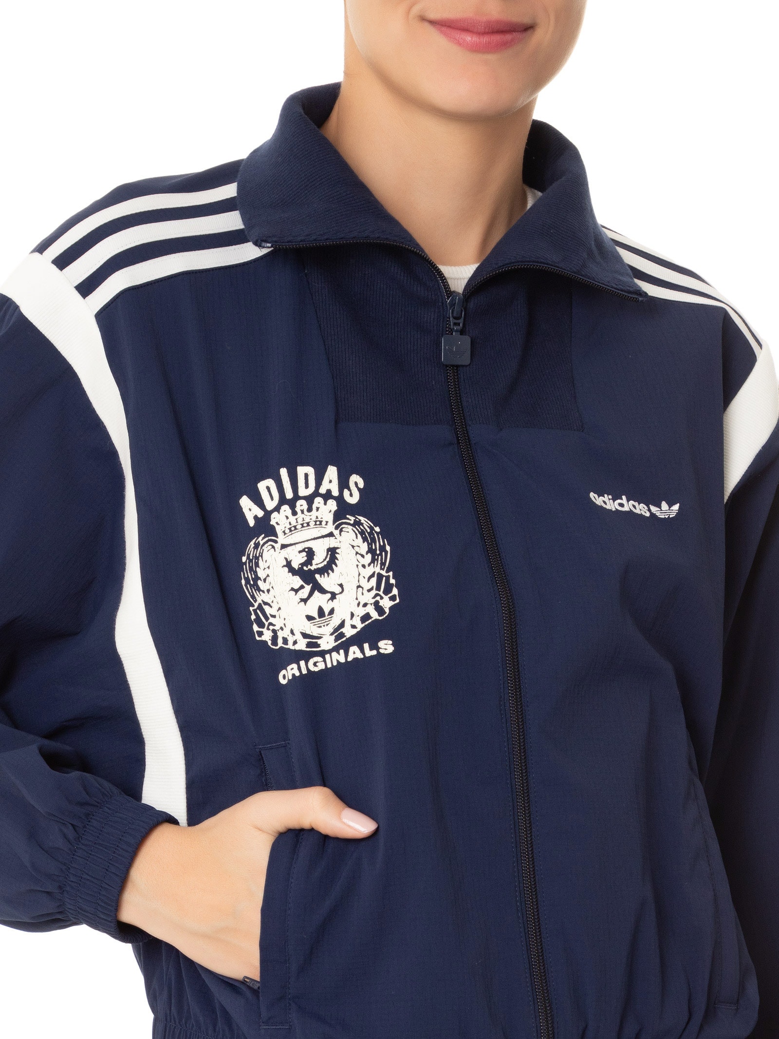 Jaqueta Feminina Malha Mascotte Azul Adidas Originals