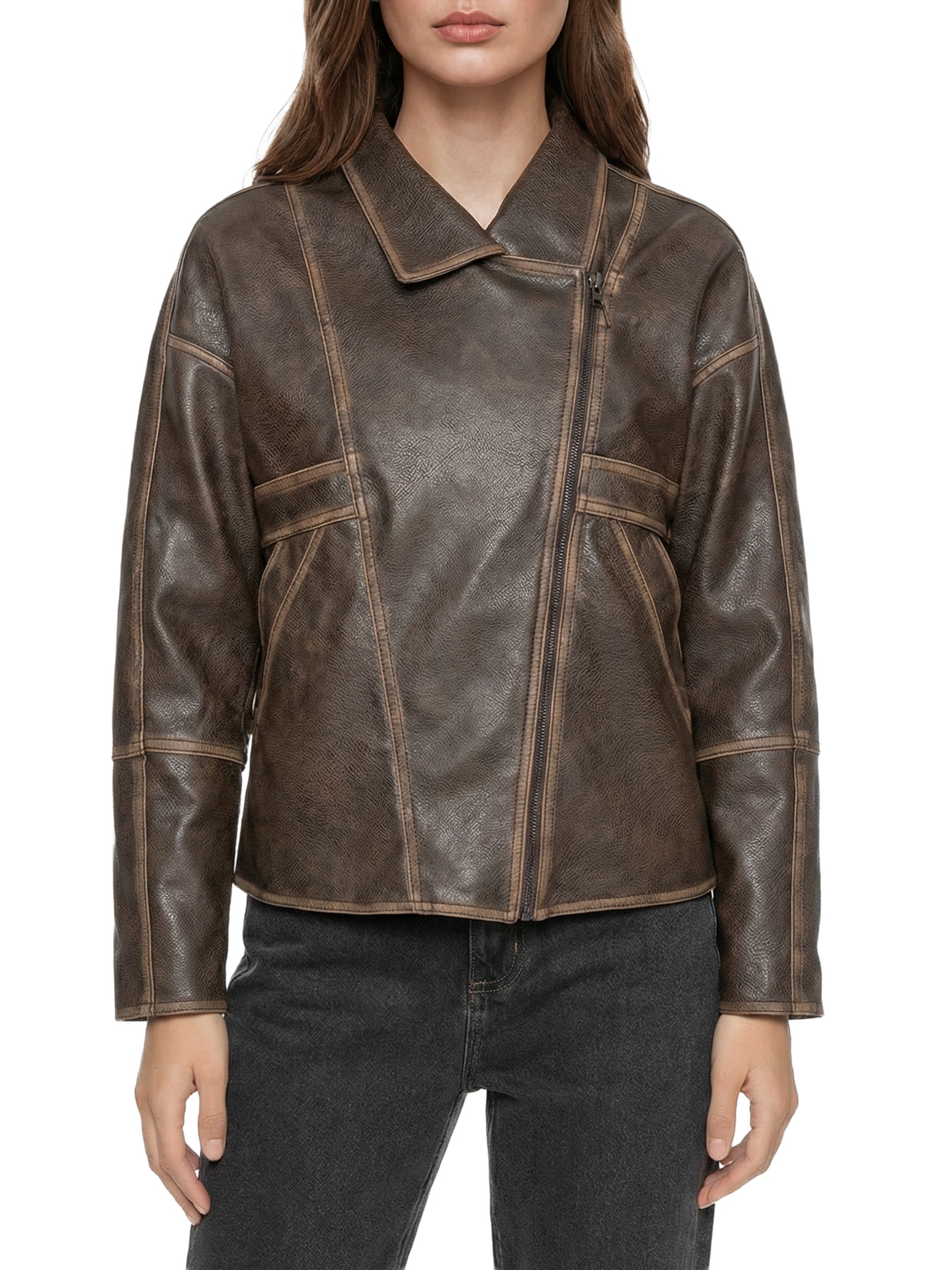 Jaqueta Feminina Marrom Open