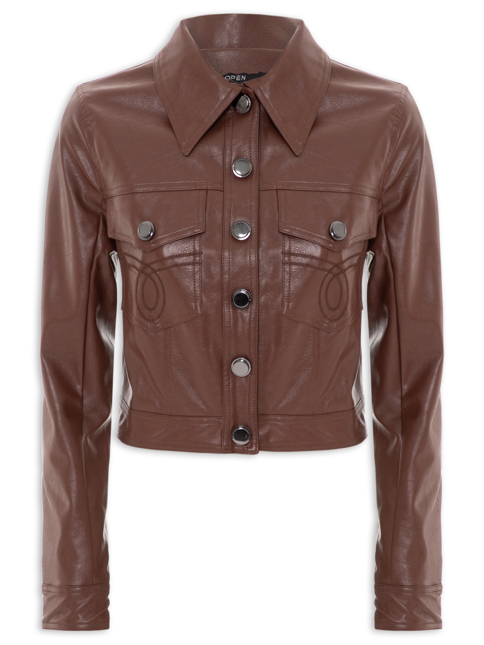 Jaqueta Feminina Marrom Open