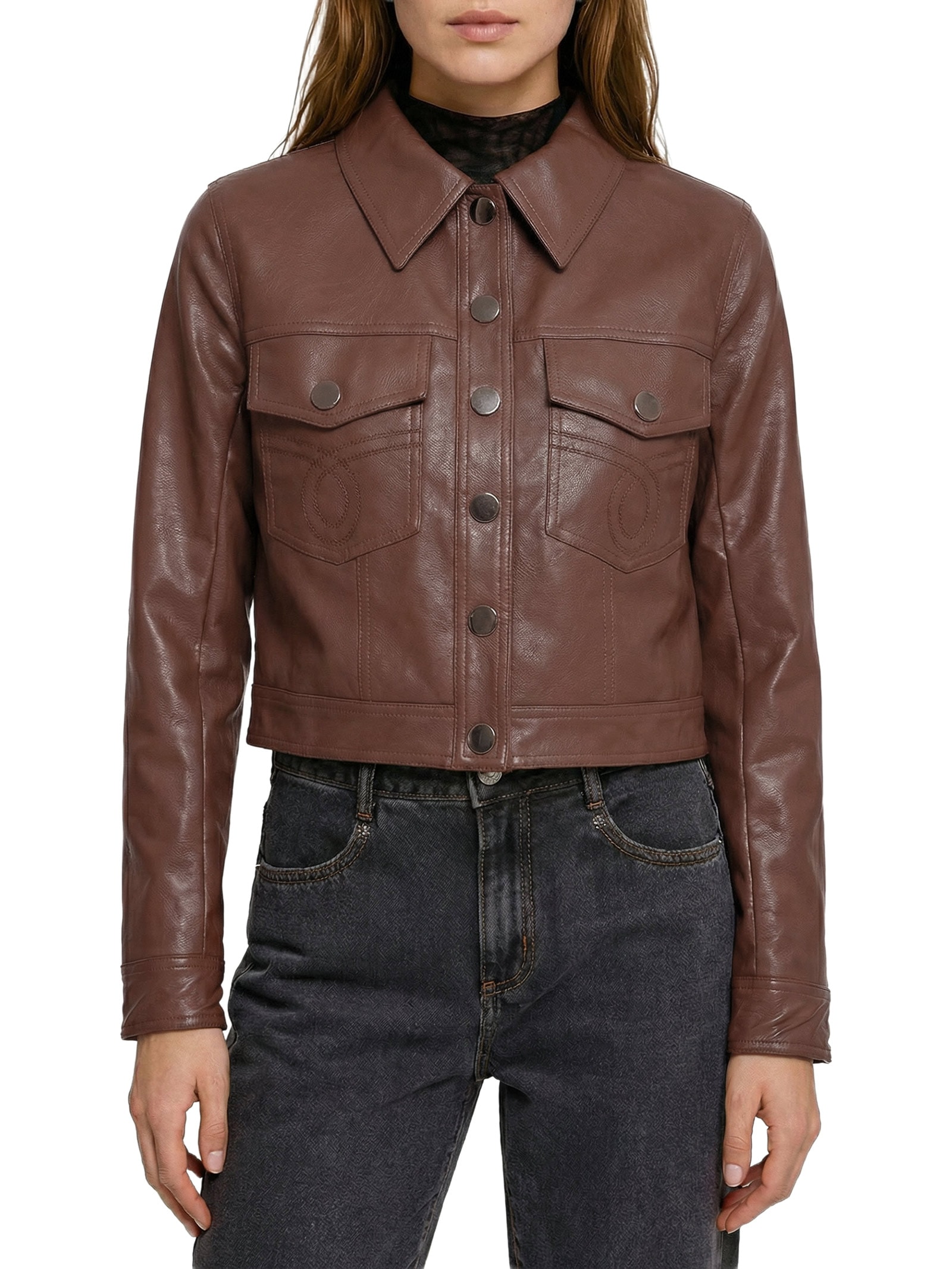 Jaqueta Feminina Marrom Open