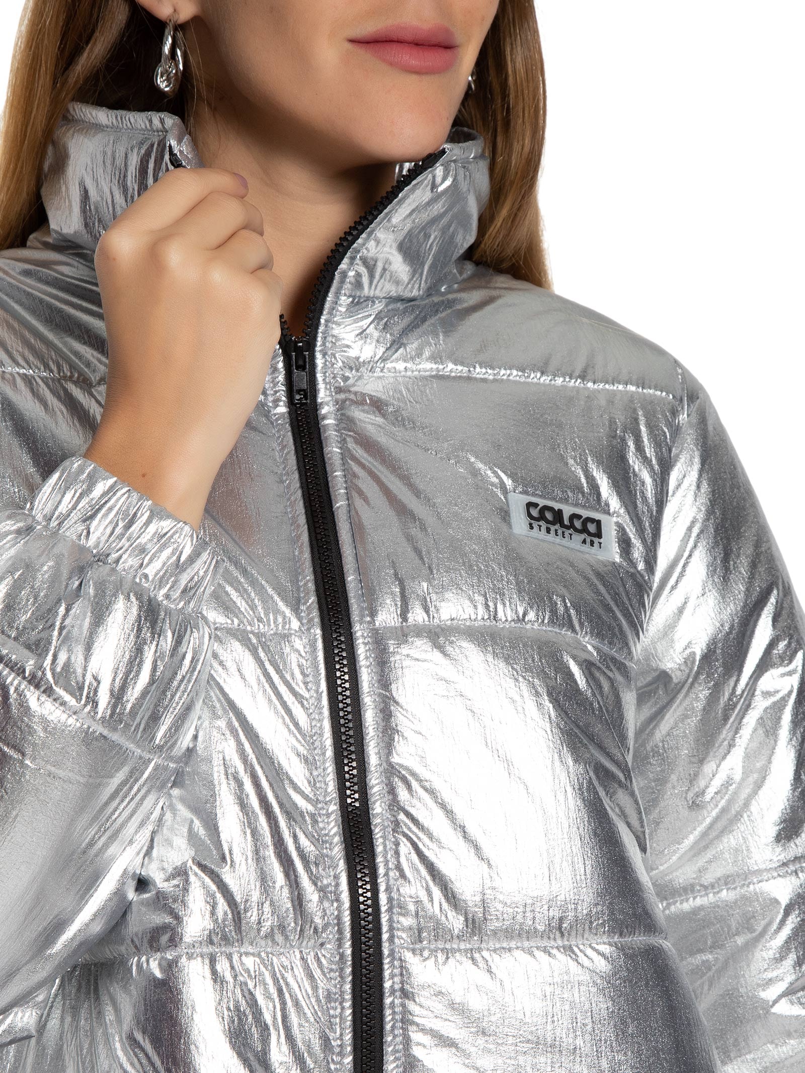 Jaqueta Feminina Metalizada Prata Colcci - Main Image
