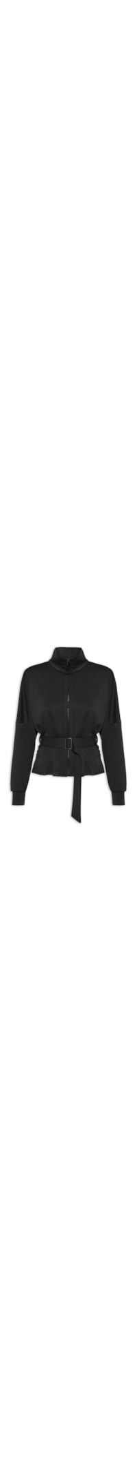 Jaqueta Feminina Moletom com Pregas – Preto