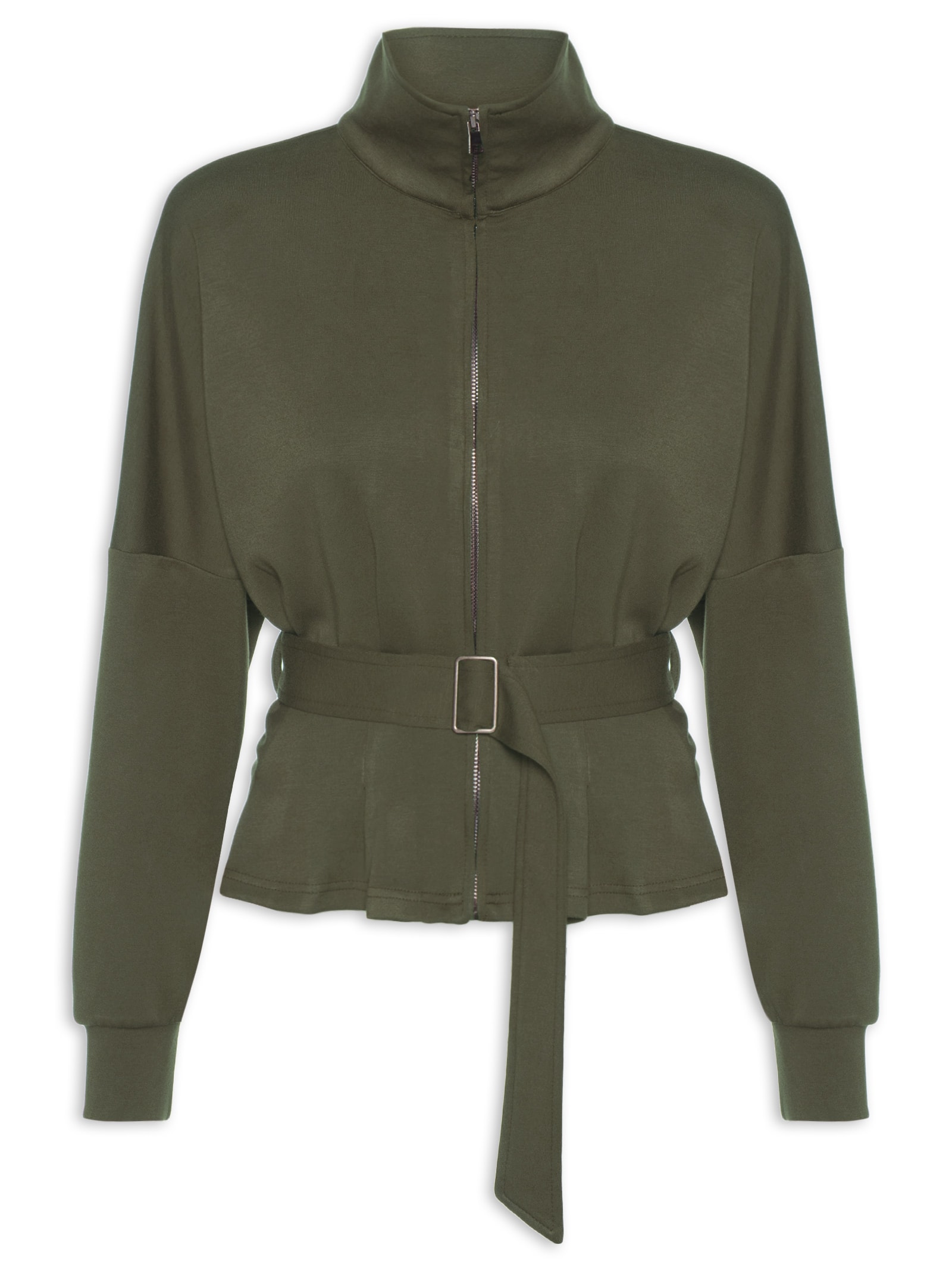 Jaqueta Feminina Moletom com Pregas – Verde Basiq
