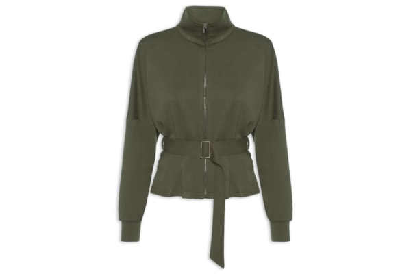 Jaqueta Feminina Moletom com Pregas – Verde