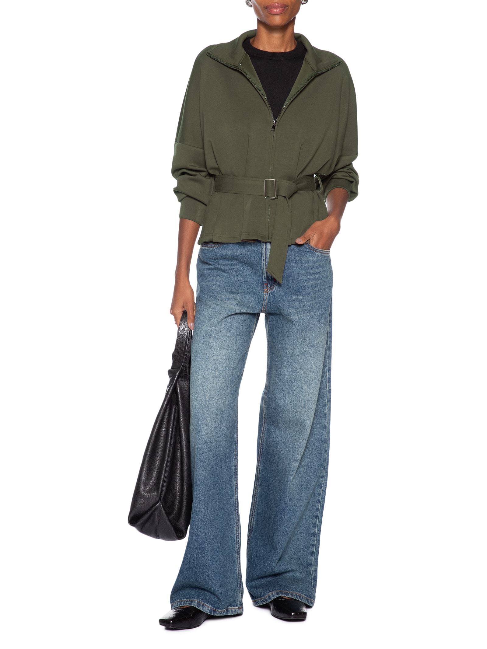 Jaqueta Feminina Moletom com Pregas – Verde Basiq