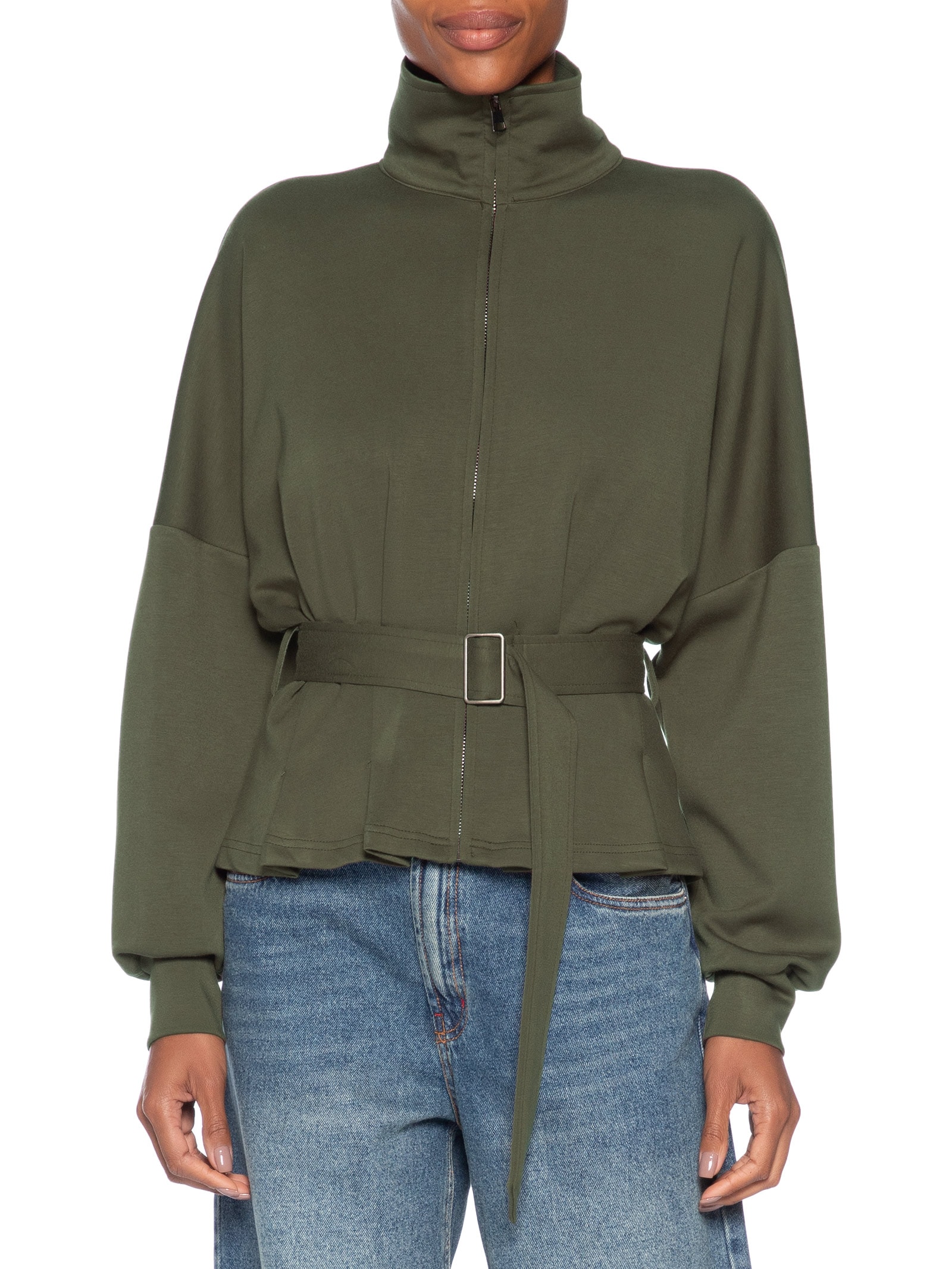 Jaqueta Feminina Moletom com Pregas – Verde Basiq