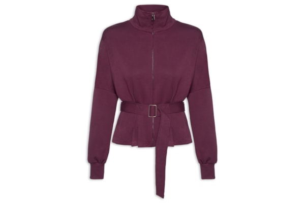Jaqueta Feminina Moletom com Pregas – Vermelho