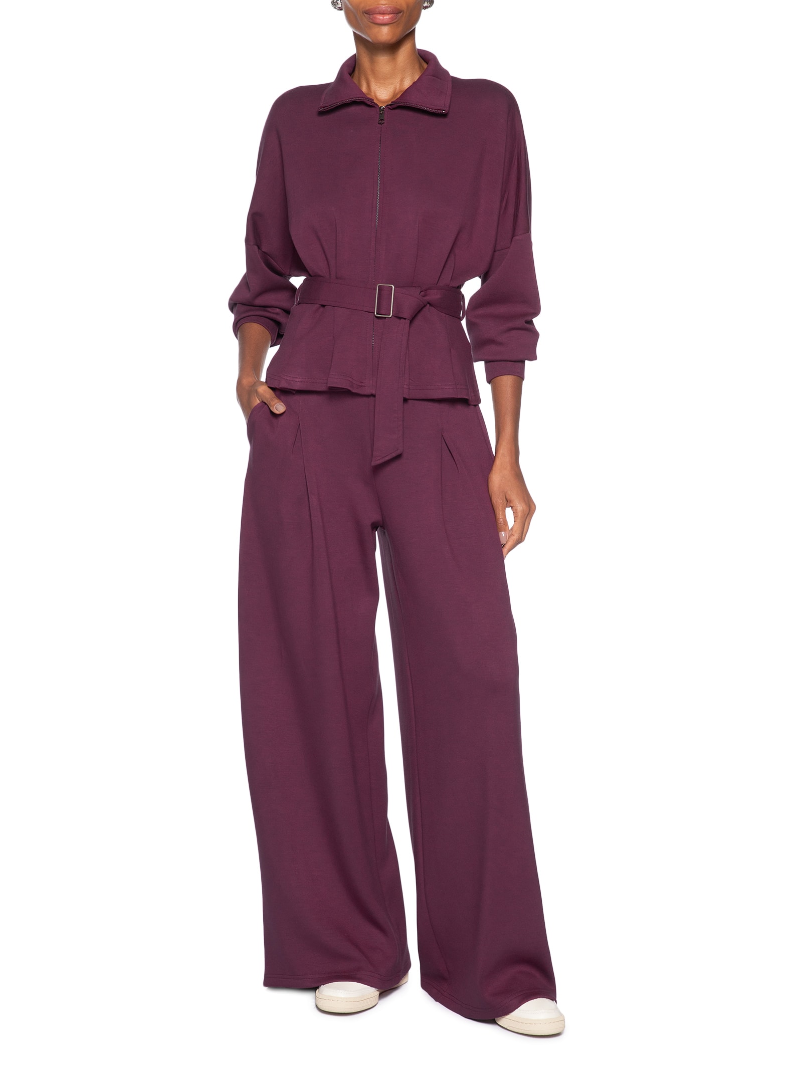 Jaqueta Feminina Moletom com Pregas – Vermelho Basiq