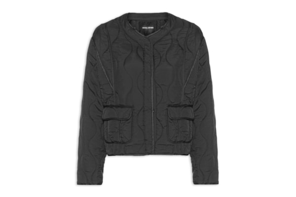 Jaqueta Feminina Nylon Matelasse Vivo Estampado - Preto