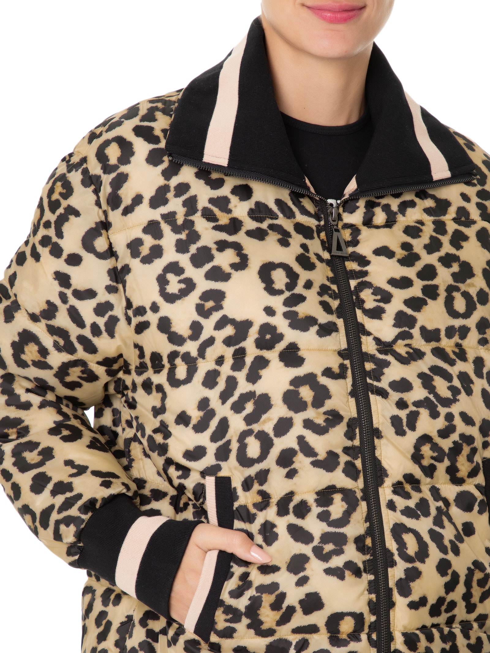 Animale Jeans - Jaqueta Feminina Nylon Padding Rib - Animal Print