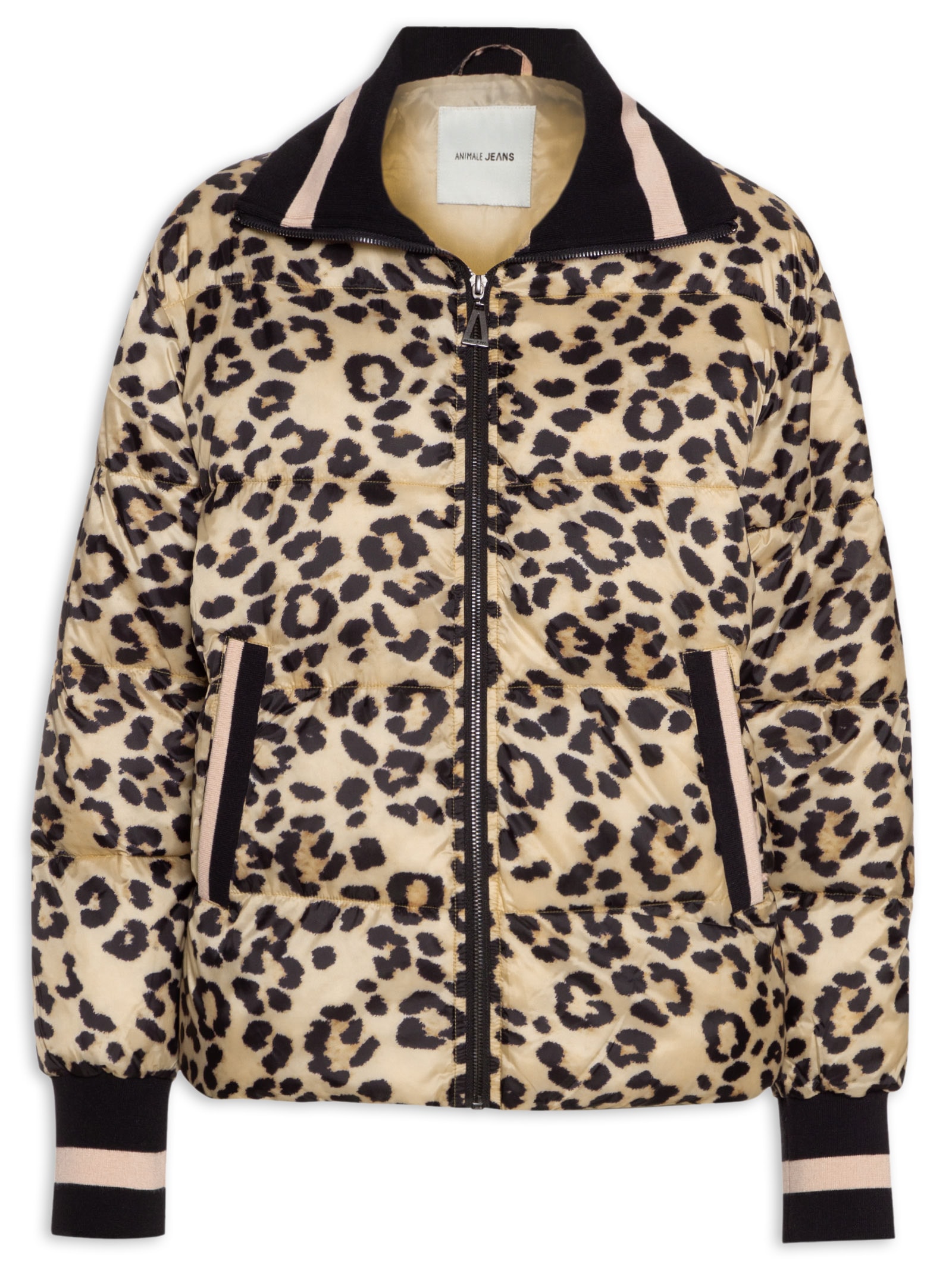 Animale Jeans - Jaqueta Feminina Nylon Padding Rib - Animal Print