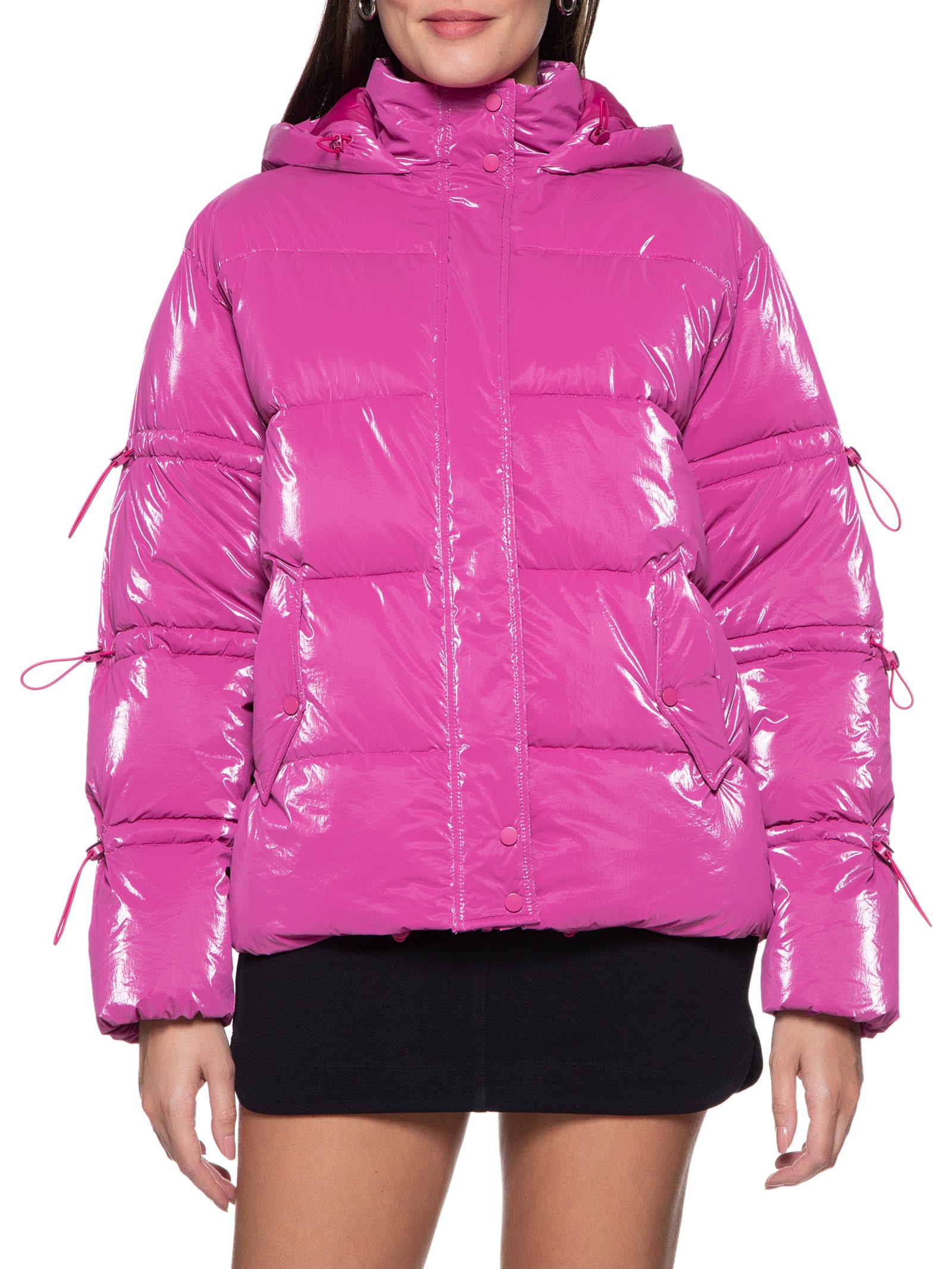 Jaqueta Feminina Nylon Padding Stopper Manga - Rosa - Animale Jeans
