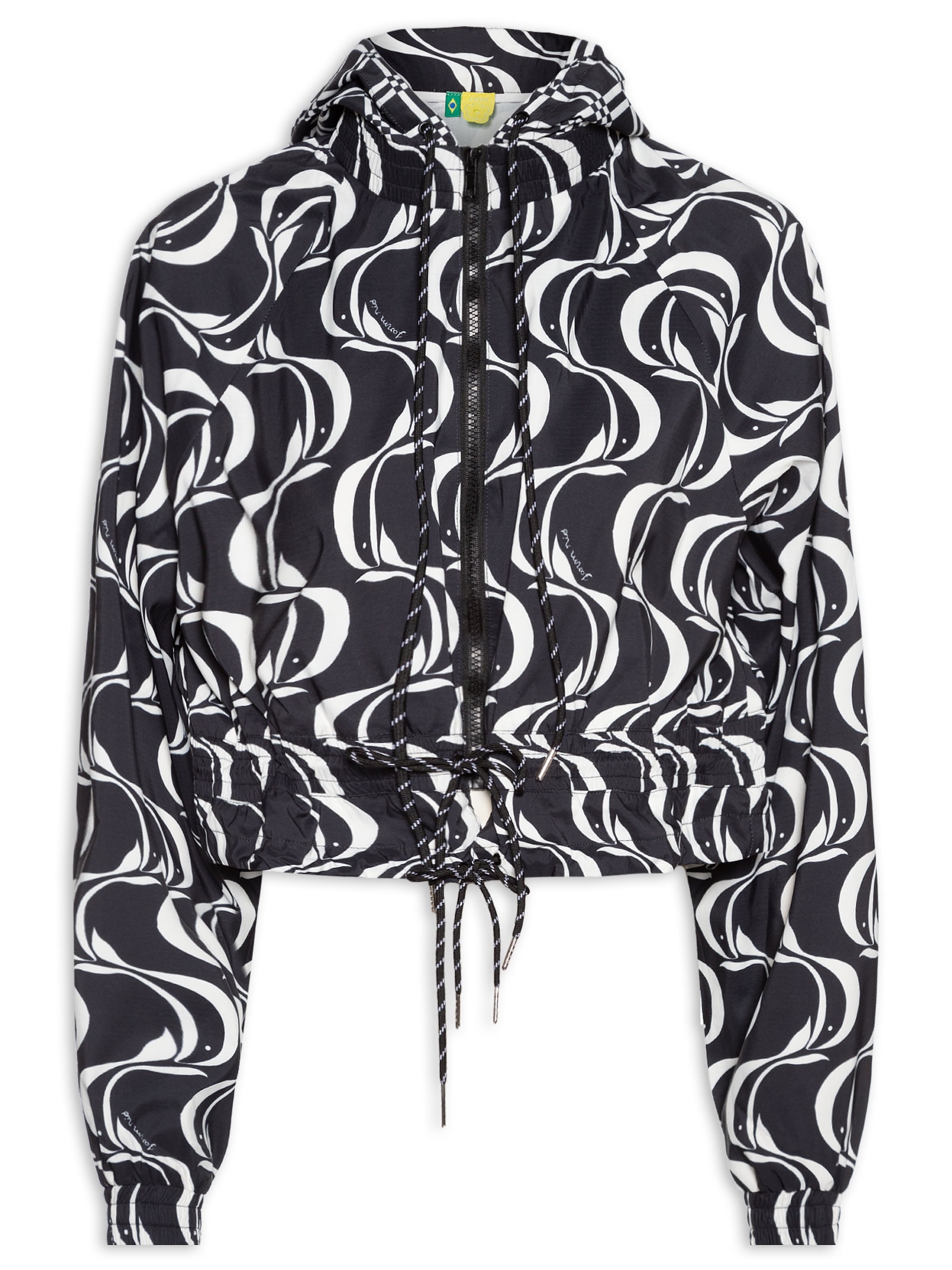 Jaqueta Feminina Nylon Peixe Copa Preto Farm Praia