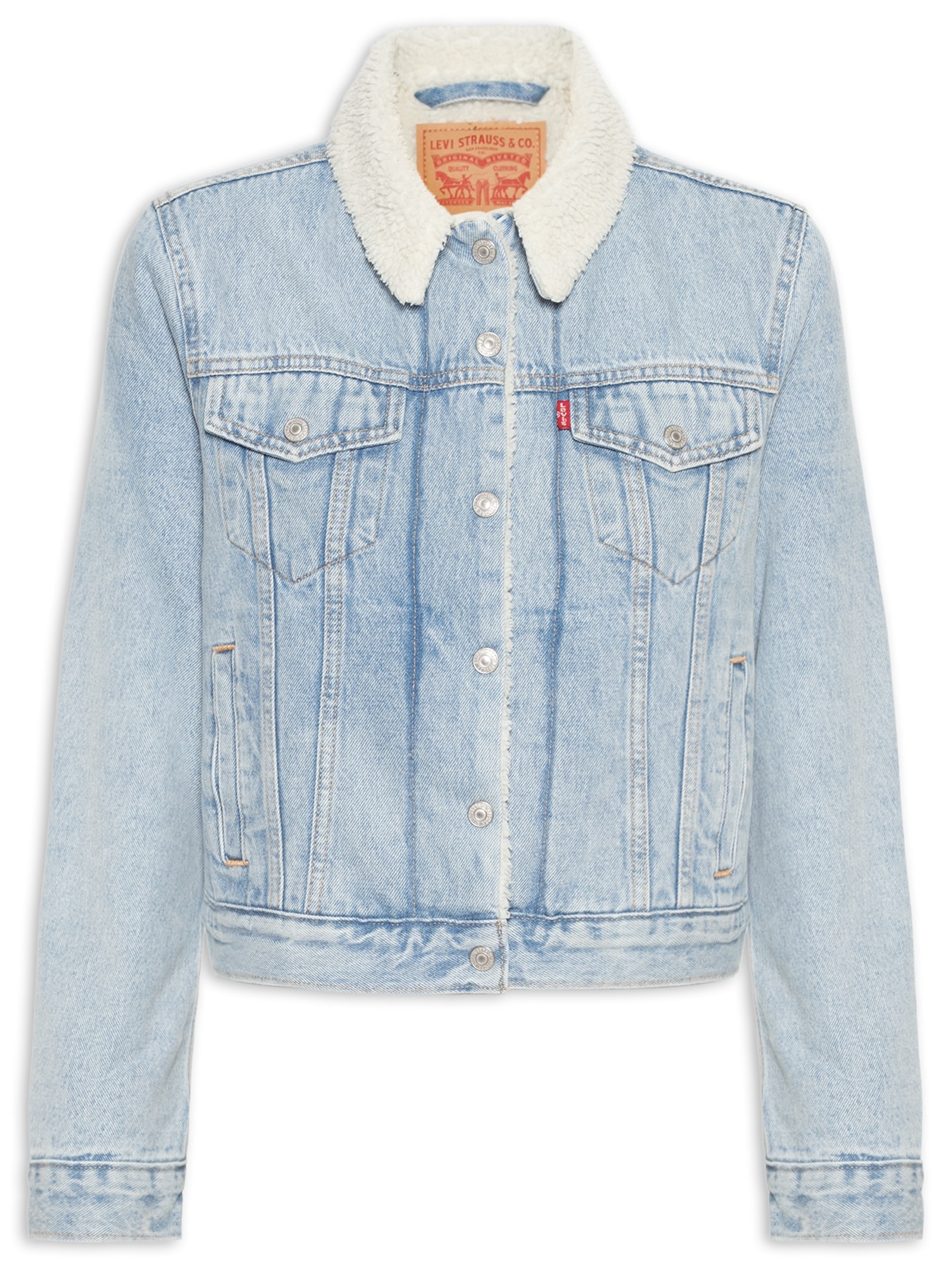 Jaqueta Feminina Original Sherpa Trucker Azul Levi's