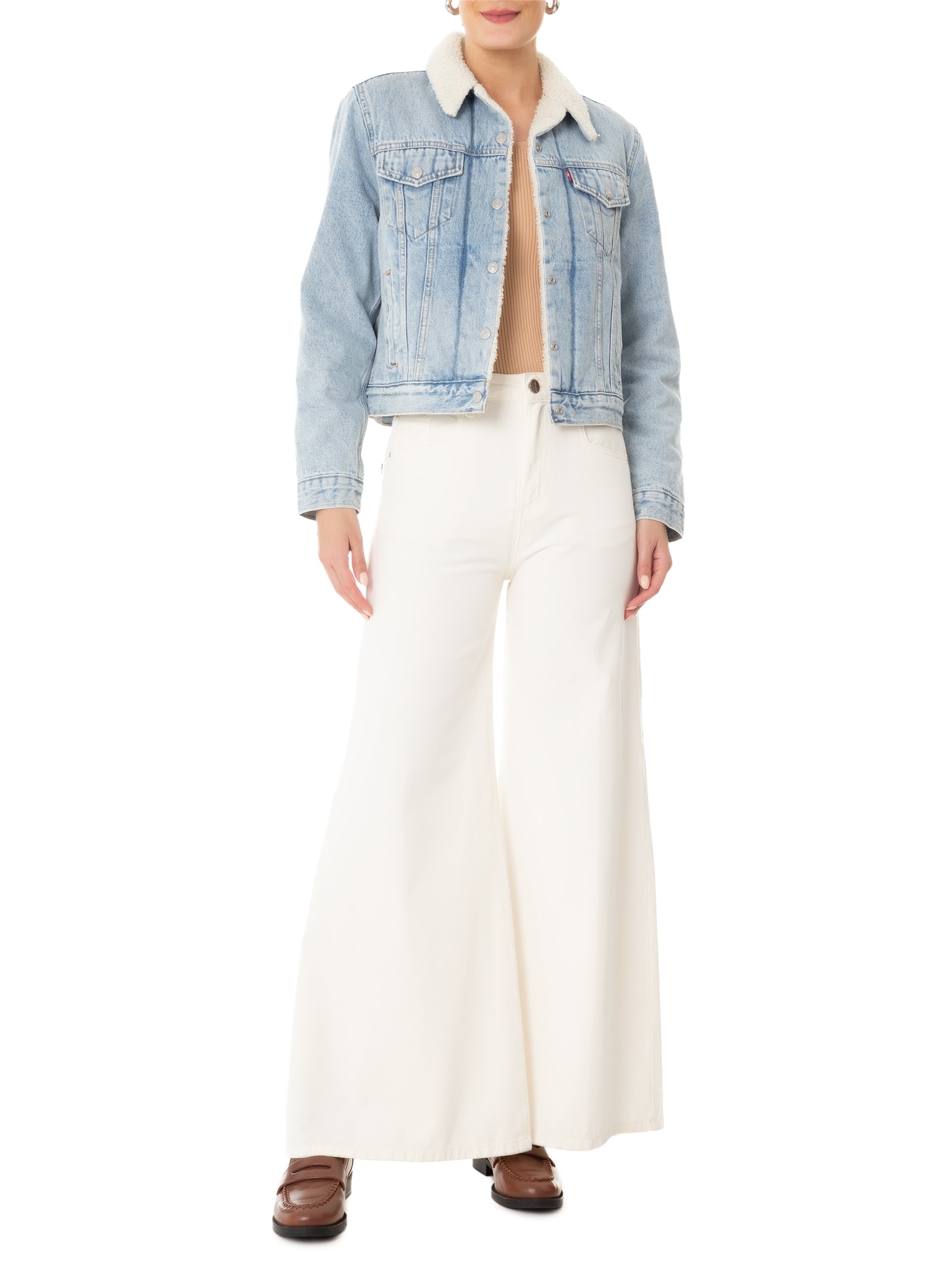 Jaqueta Feminina Original Sherpa Trucker Azul Levi's