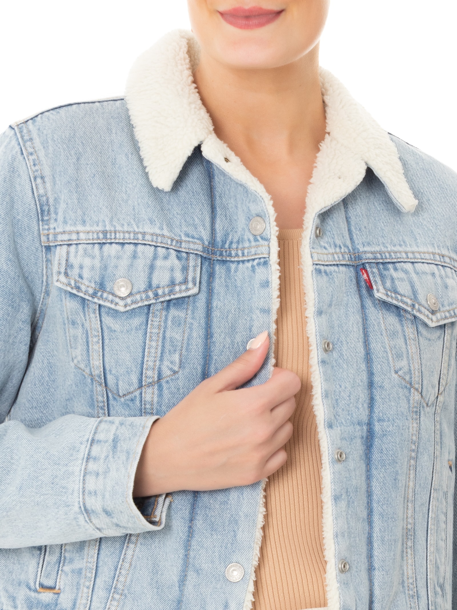 Jaqueta Feminina Original Sherpa Trucker Azul Levi's