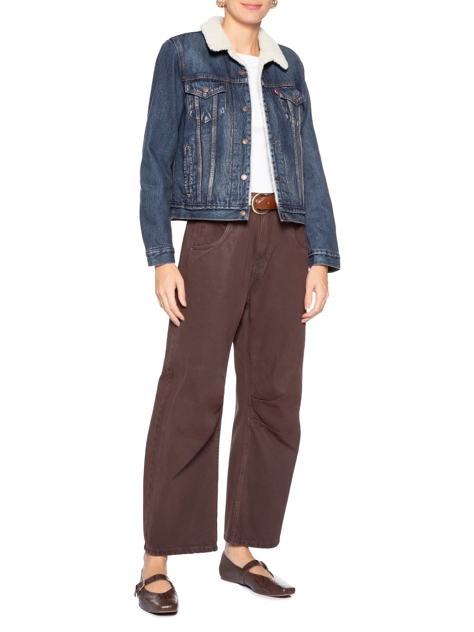 Jaqueta Feminina Original Sherpa Trucker Azul Levi's