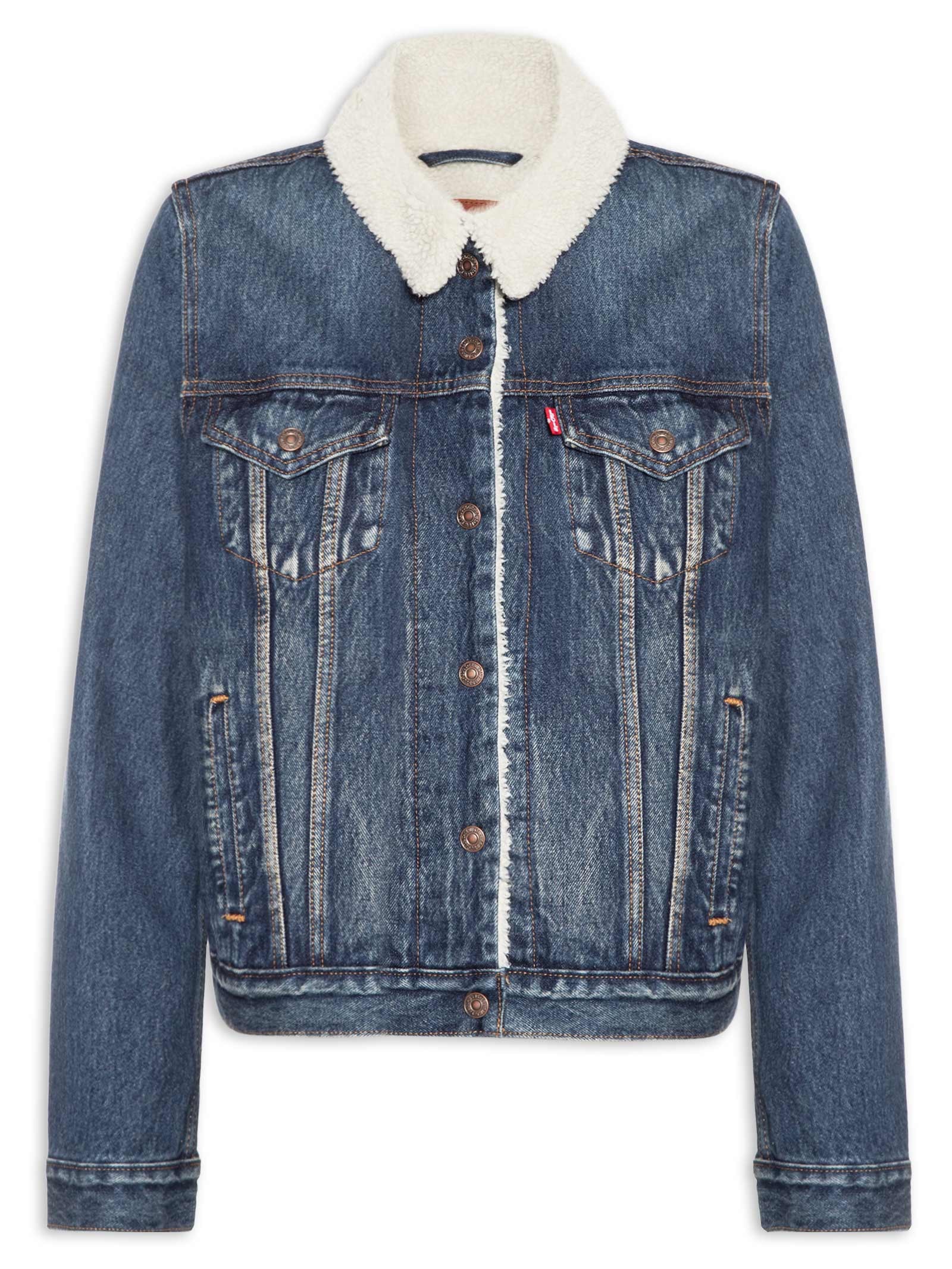 Jaqueta Feminina Original Sherpa Trucker Azul Levi's