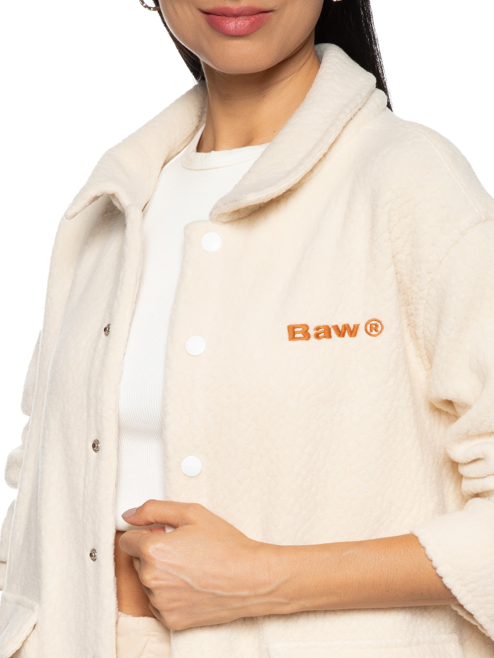 Baw Clothing - Jaqueta Feminina Overshirt Retrô Sherpa - Bege