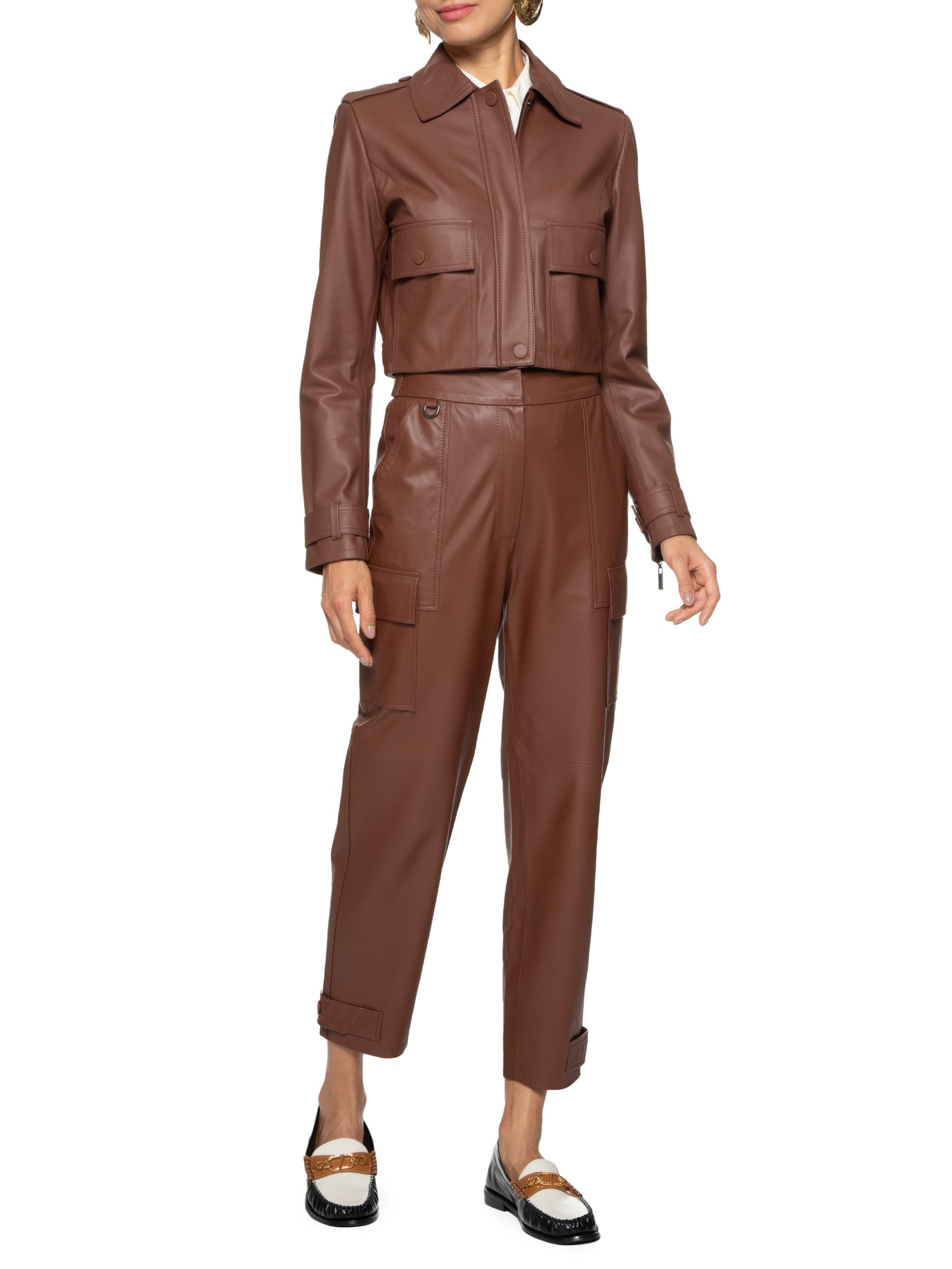 Jaqueta Feminina Paty Couro Marrom Le Lis