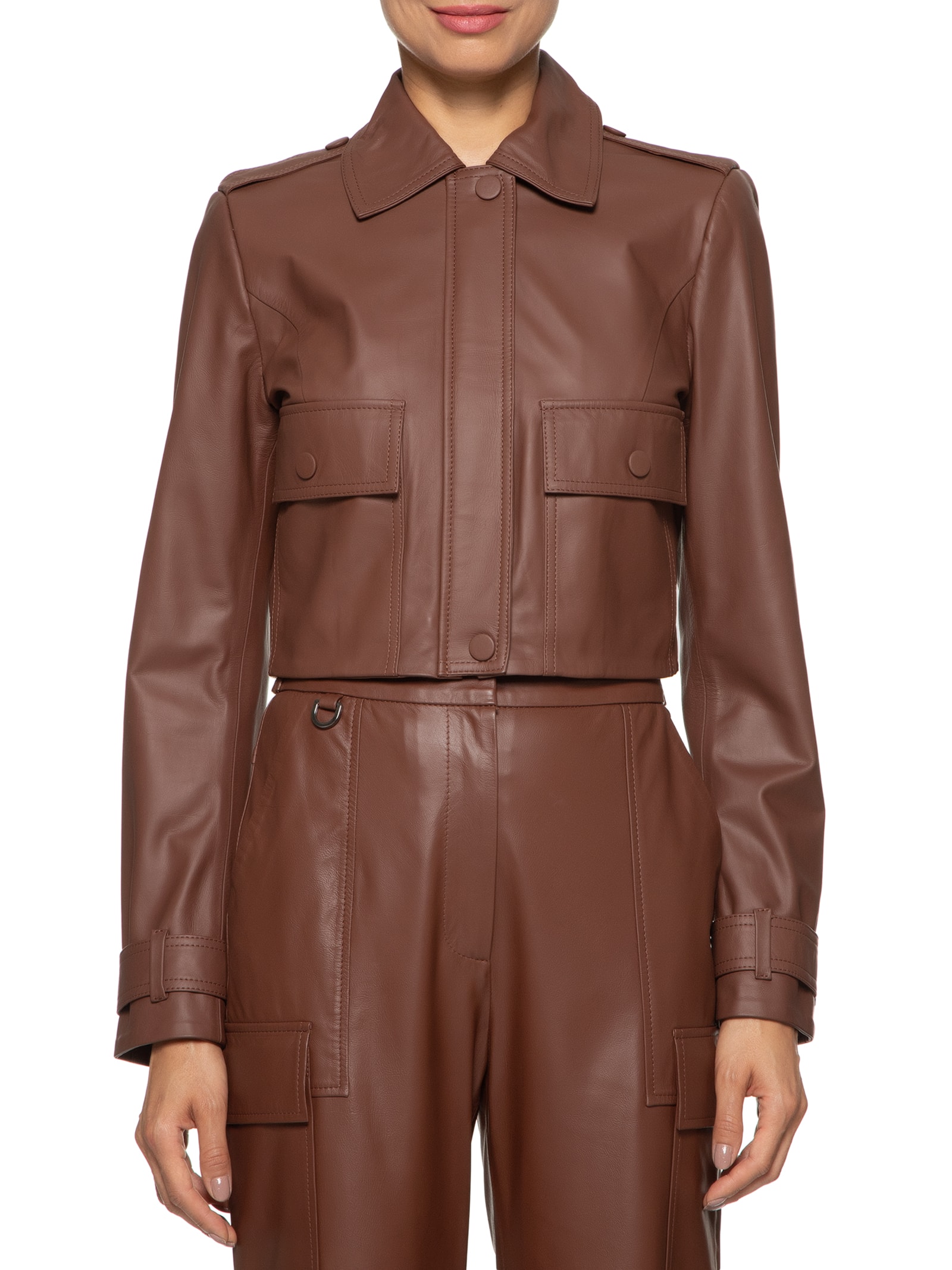 Jaqueta Feminina Paty Couro Marrom Le Lis