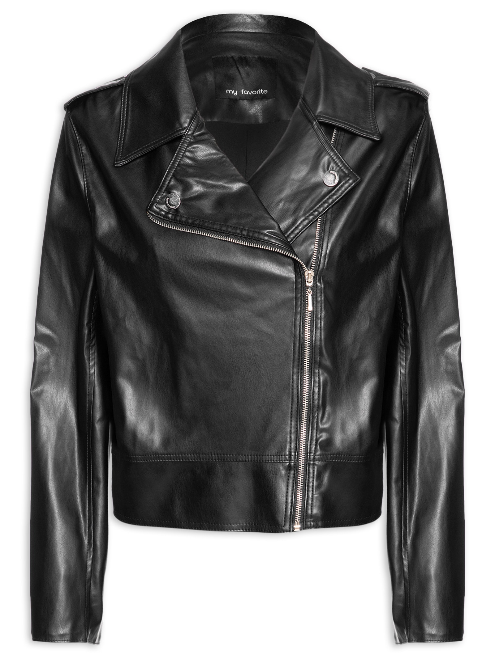 Jaqueta Feminina Perfecto De Pu Preto My Favorite
