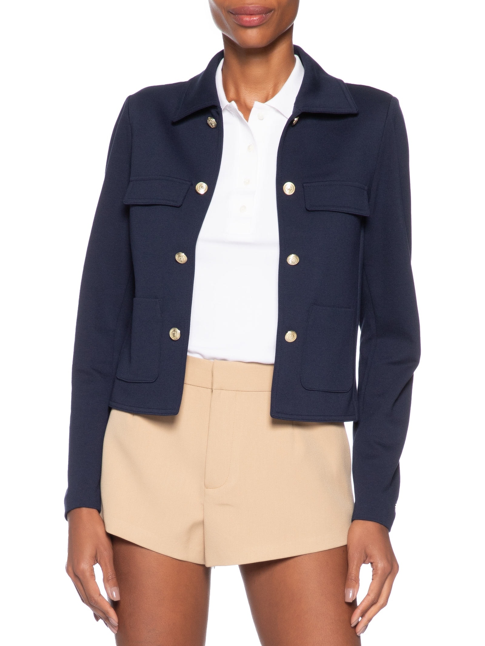 Jaqueta Feminina  Ponte LS Novelty Band – Azul Tommy Hilfiger