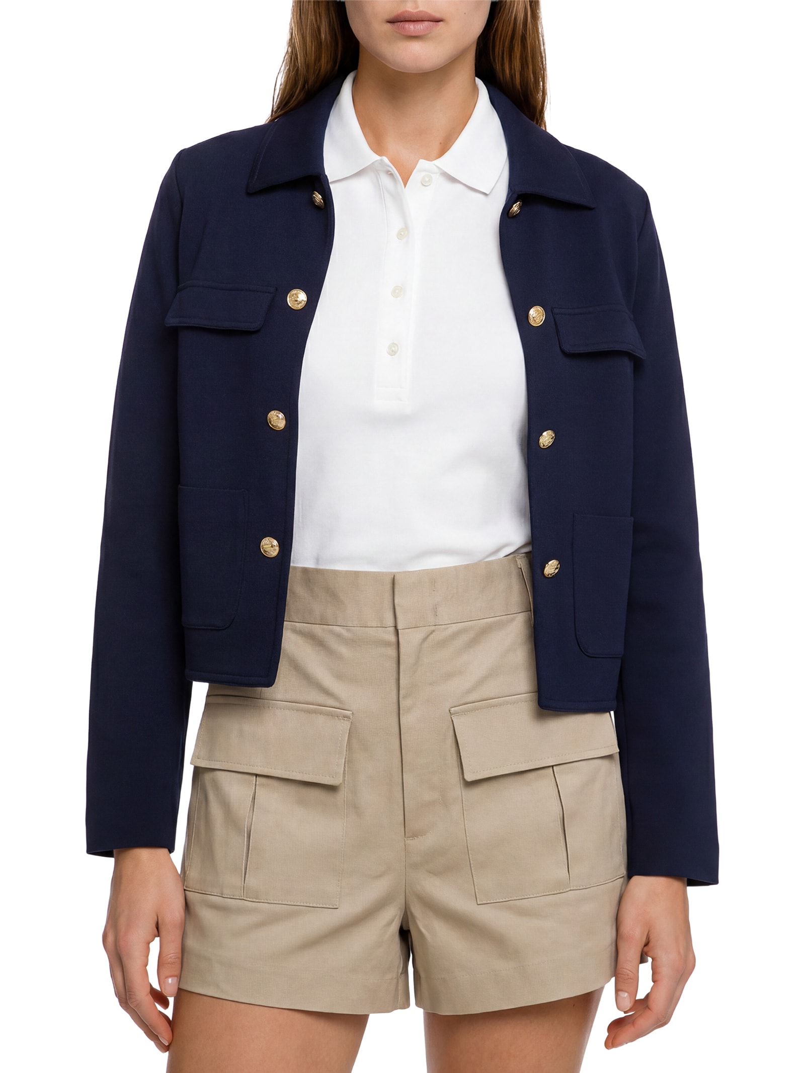 Jaqueta Feminina  Ponte LS Novelty Band – Azul Tommy Hilfiger