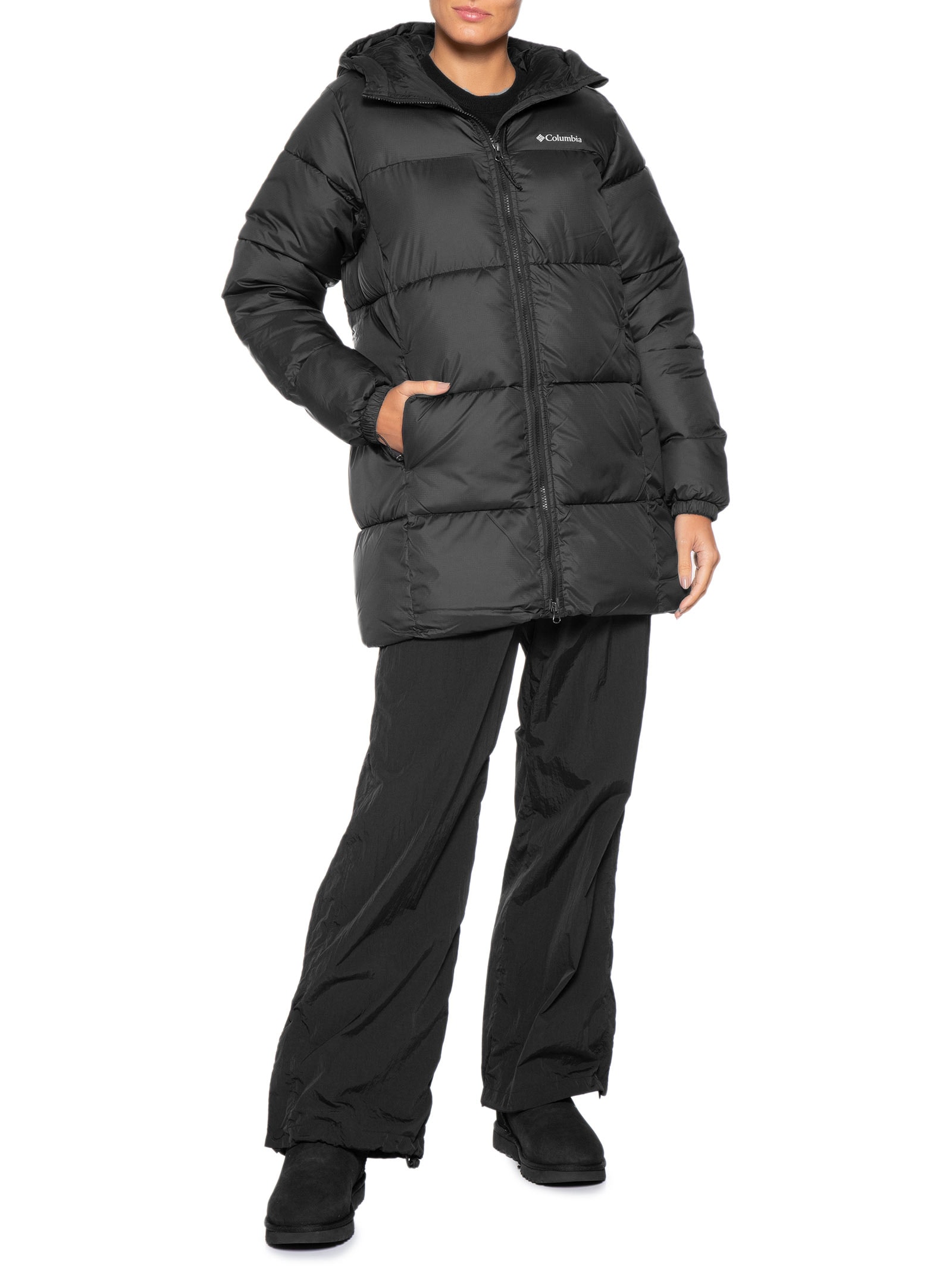 Jaqueta Feminina Puffect™ II Mid Hooded – Preto Columbia