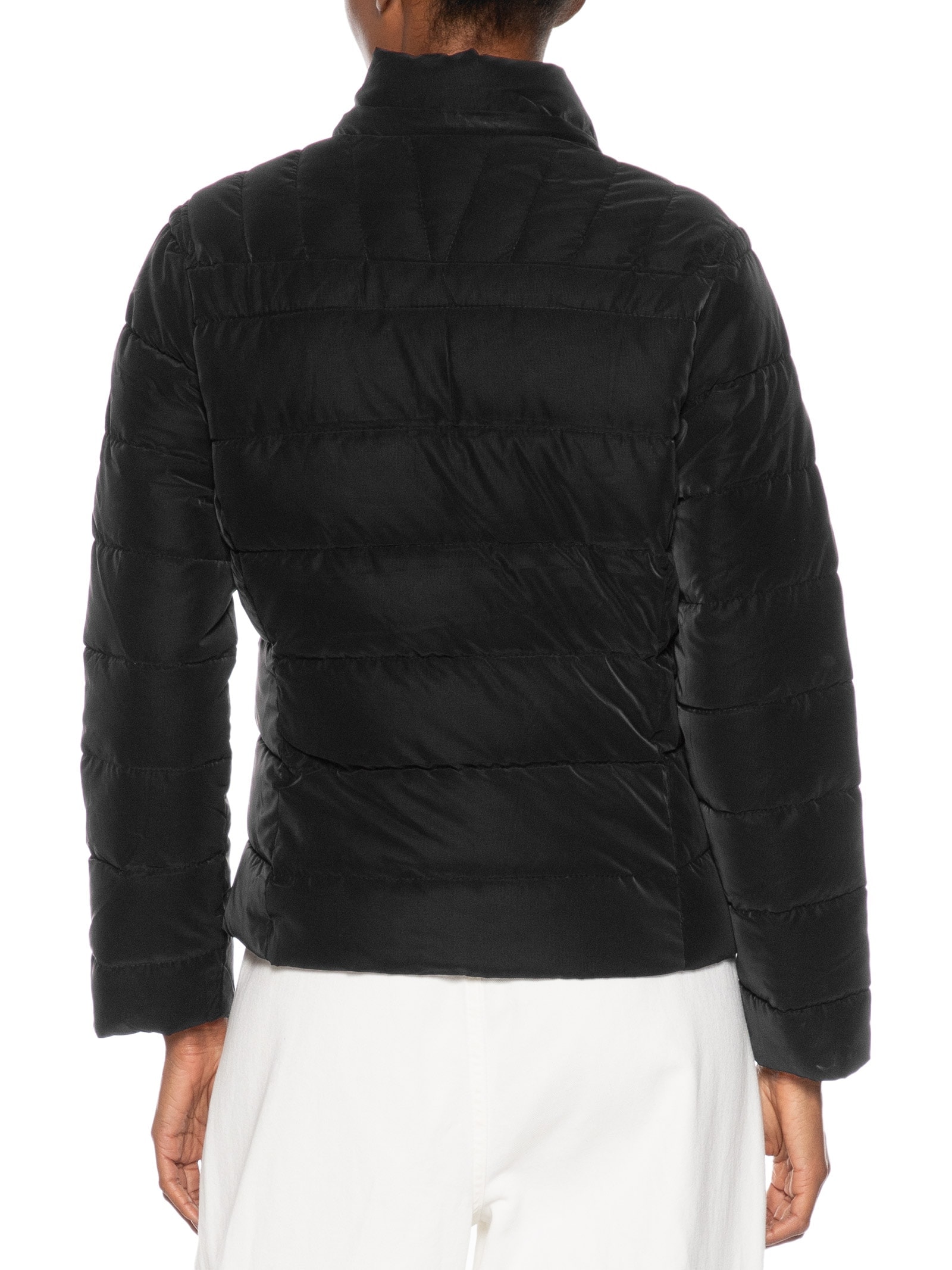 Jaqueta Feminina Puffer Com Bolso Preto Basiq