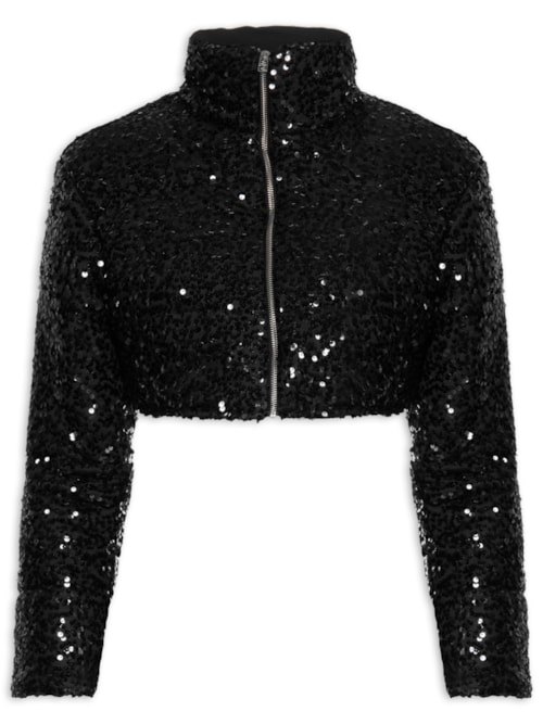 Jaqueta Feminina Puffer Cropped - Preto