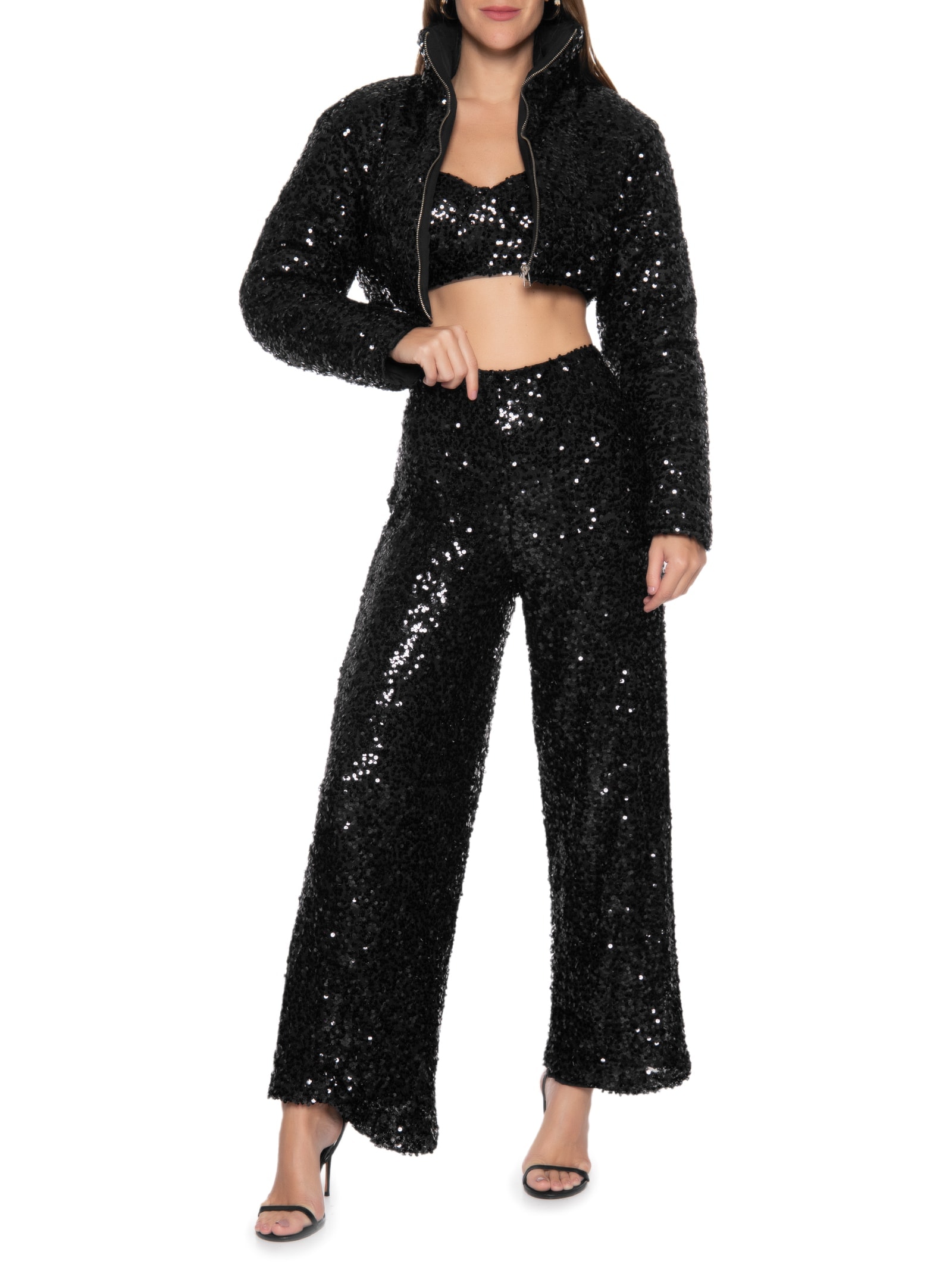 Jaqueta Feminina Puffer Cropped Preto My Favorite Things