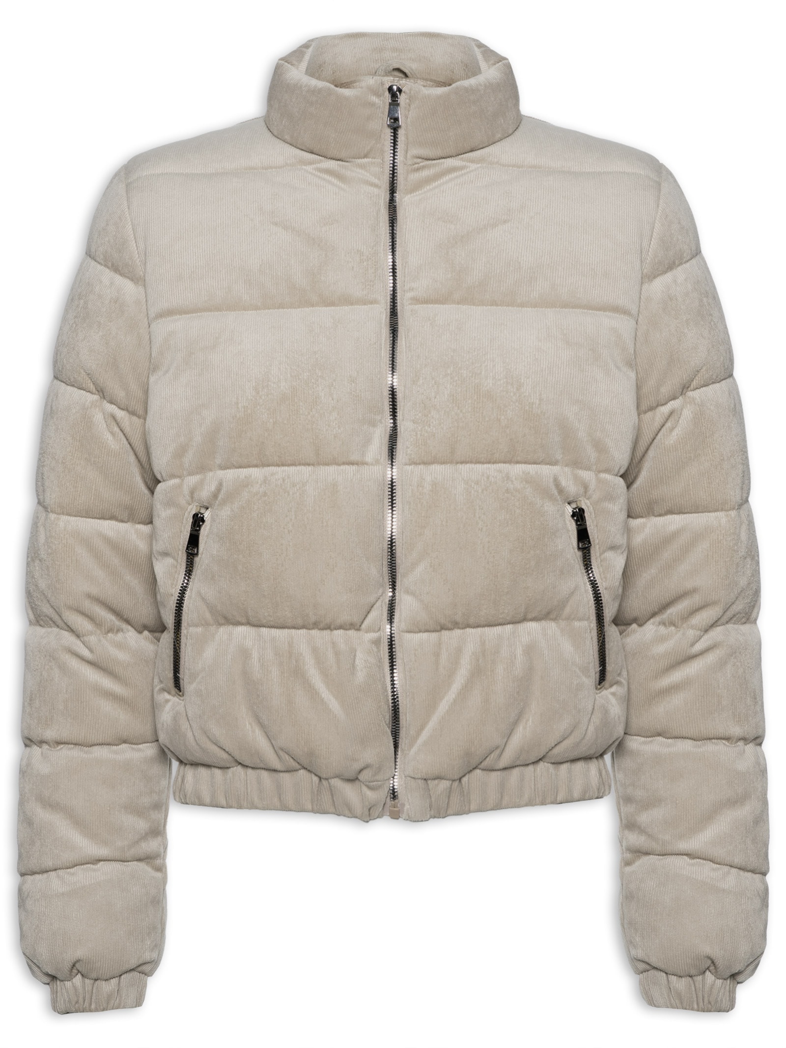 Jaqueta Feminina Puffer Em Cotelê - Bege - Market 33