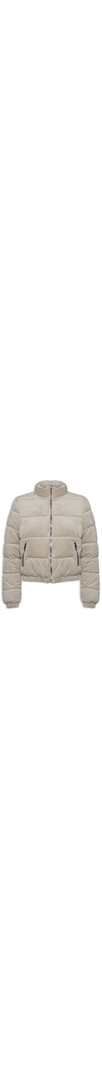 Jaqueta Feminina Puffer Em Cotelê - Bege