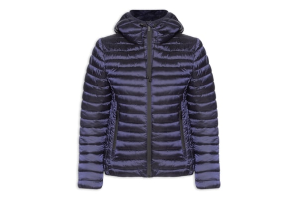 Jaqueta Feminina Puffer Forra Gorro Destacável - Azul