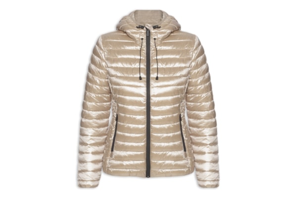 Jaqueta Feminina Puffer Forra Gorro Destacável - Bege