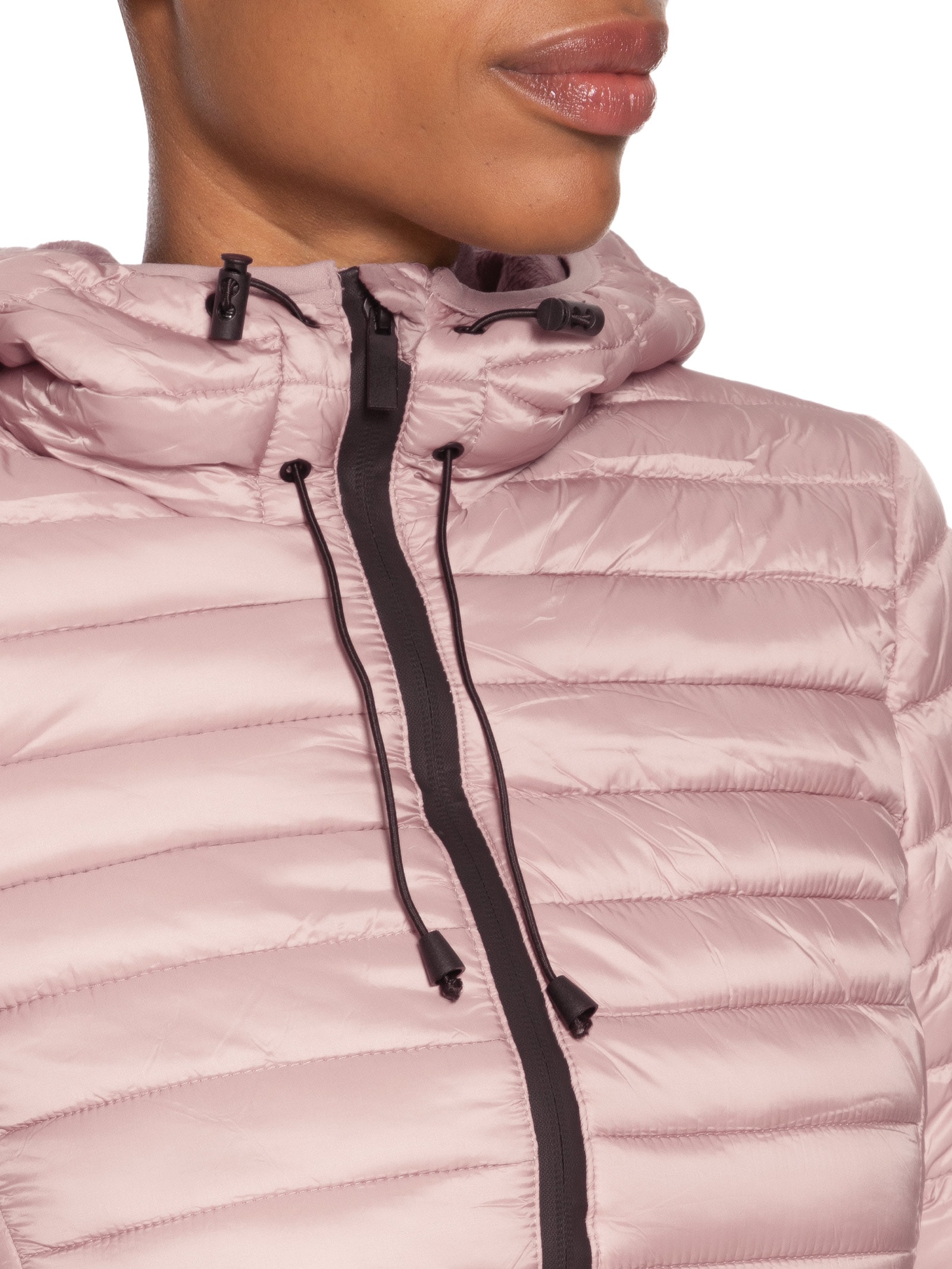 Jaqueta Feminina Puffer Forra Gorro Destacável Rosa Basiq