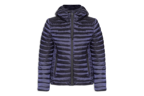 Jaqueta Feminina Puffer Forrada Com Gorro Destacável - Azul