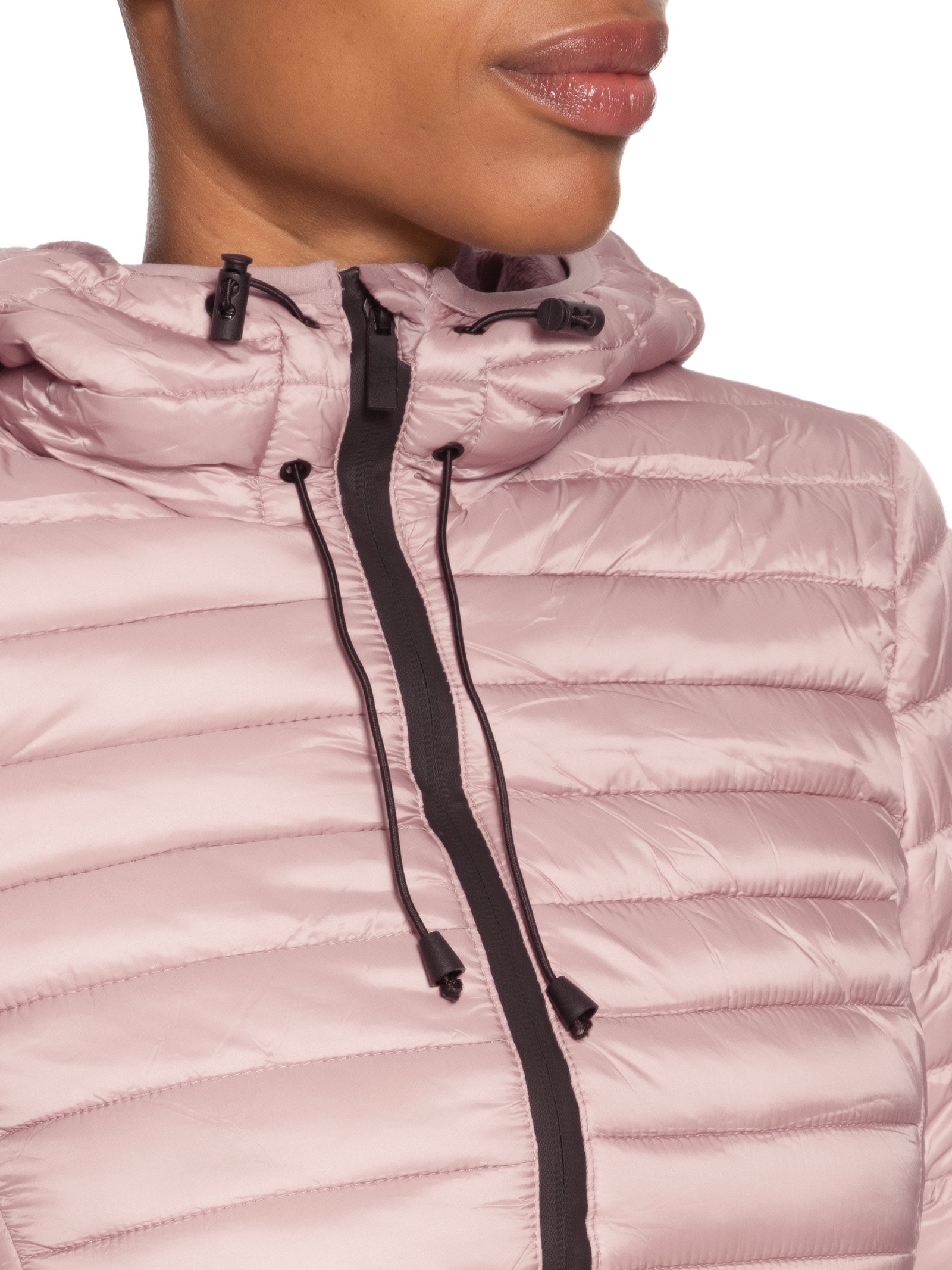 Jaqueta Feminina Puffer Forrada Com Gorro Destacável Rosa Basiq