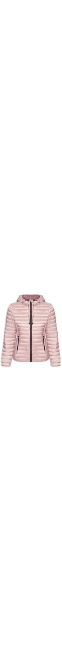 Jaqueta Feminina Puffer Forrada Com Gorro Destacável - Rosa