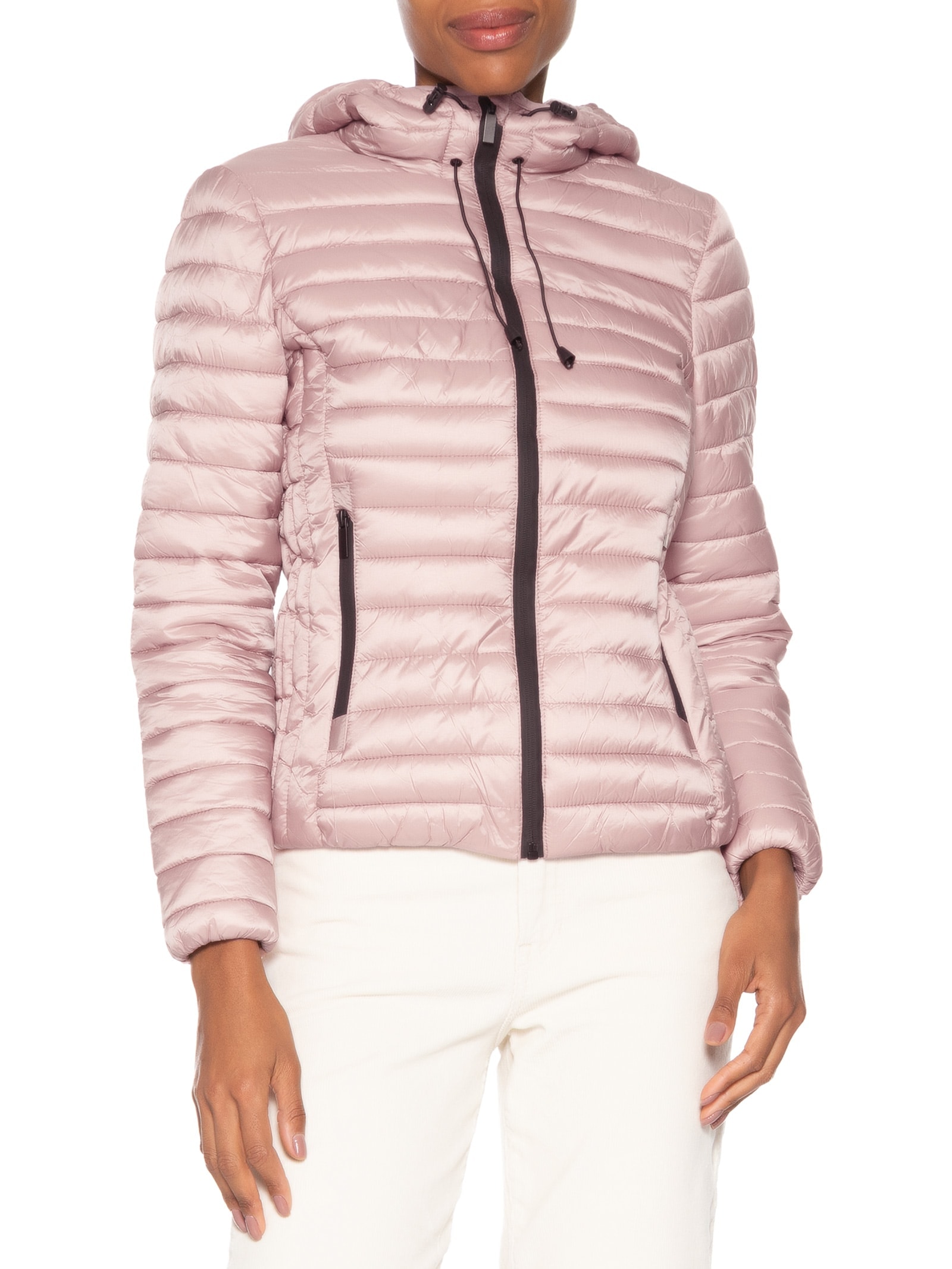 Jaqueta Feminina Puffer Forrada Com Gorro Destacável Rosa Basiq