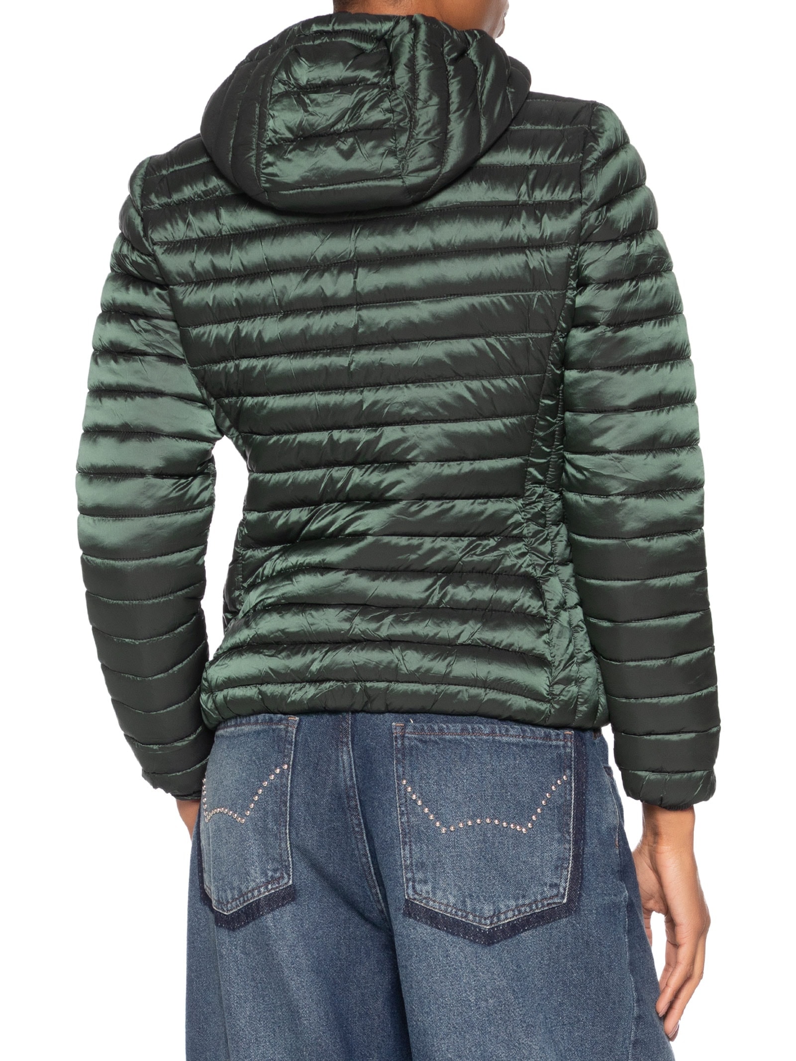 Jaqueta Feminina Puffer Forrada Com Gorro Destacável Verde Basiq