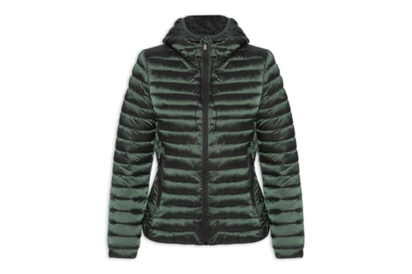 Jaqueta Feminina Puffer Forrada Com Gorro Destacável - Verde