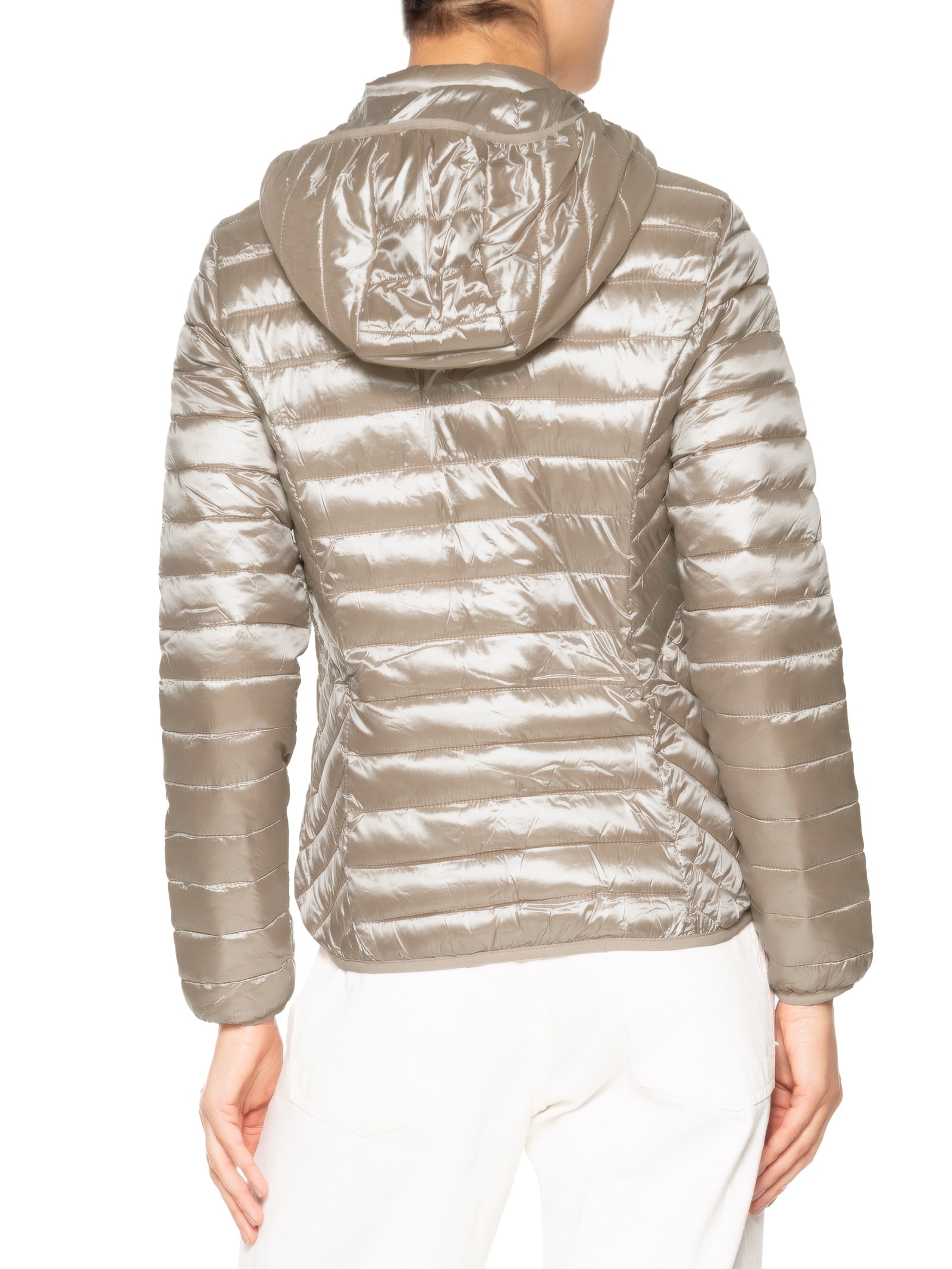 Jaqueta Feminina Puffer Gorro Destacável Bege Basiq